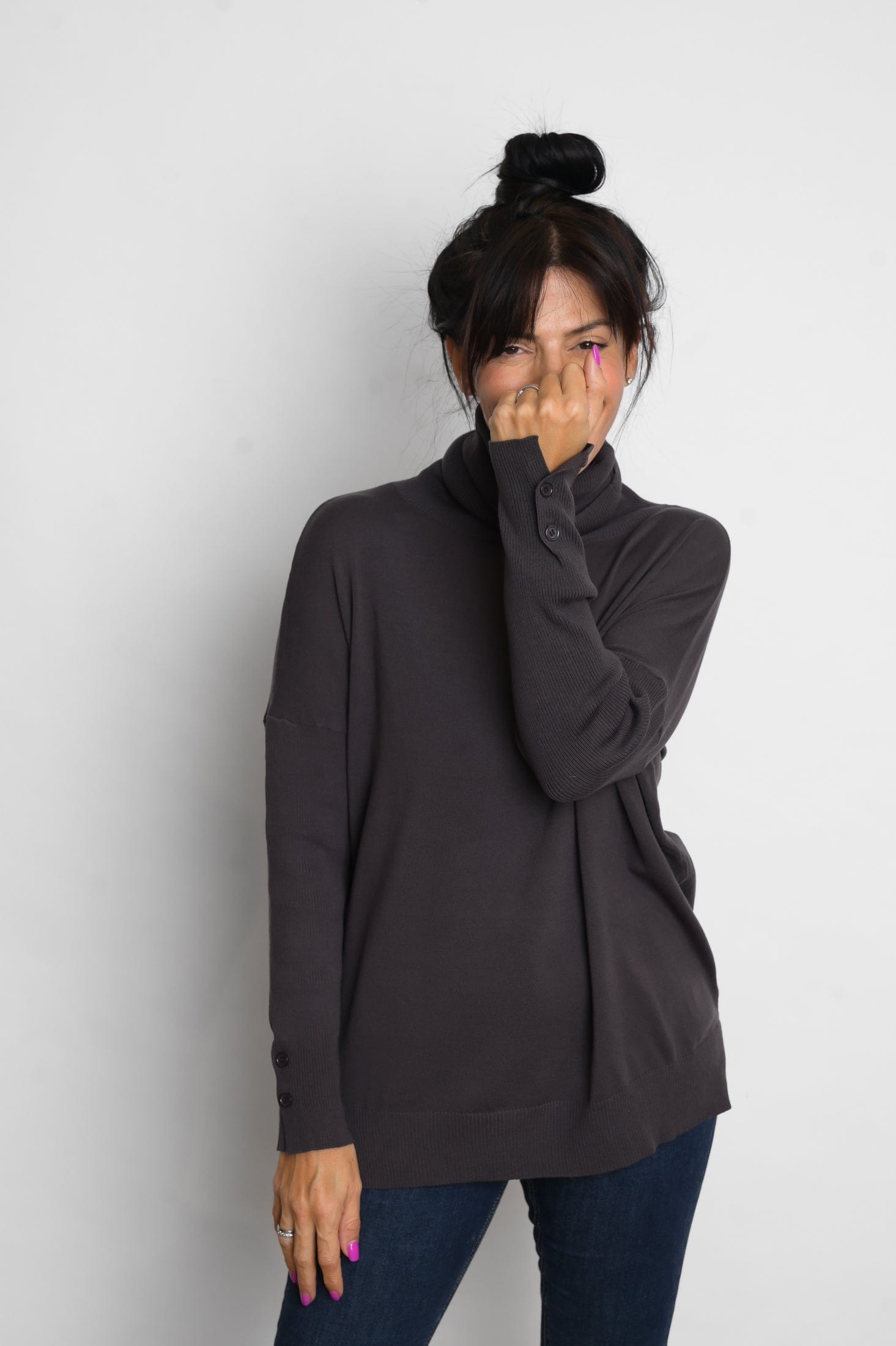 ALIMIA  סריג גולף אפור כהה image 3