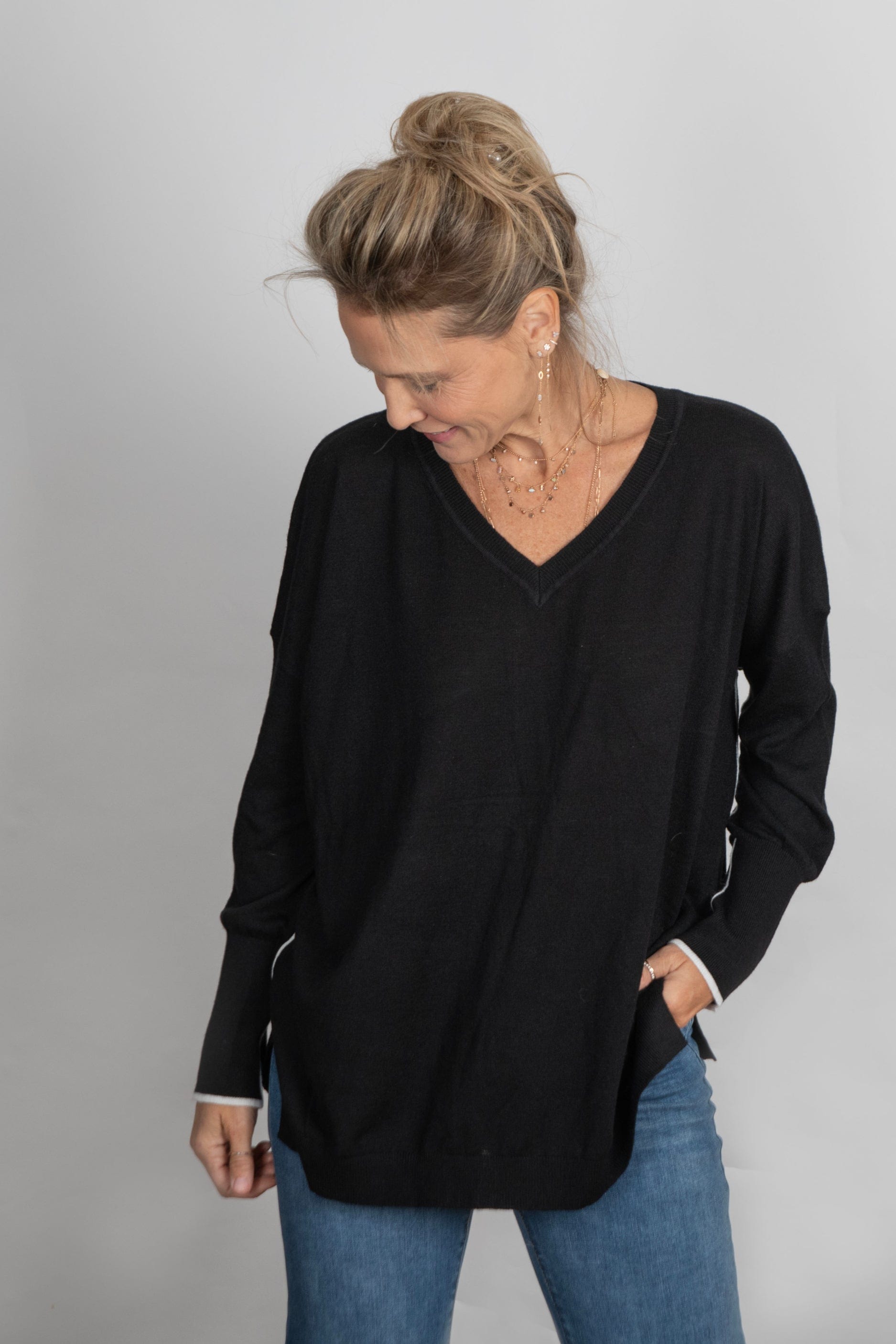 LENNOX  V סריג אוברסייז שחור image 3