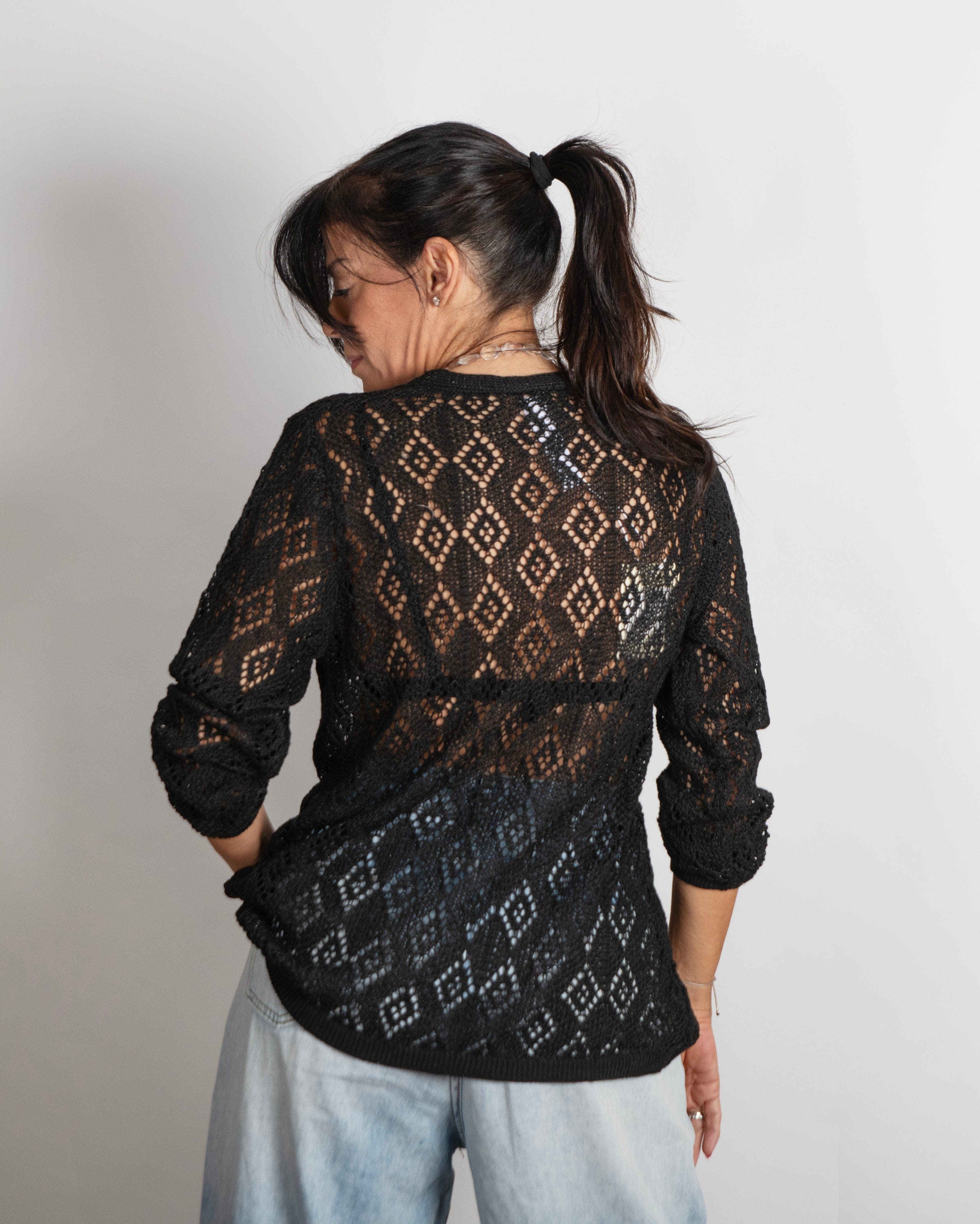 CELINE  עליונית סריג חורים שחור image 1