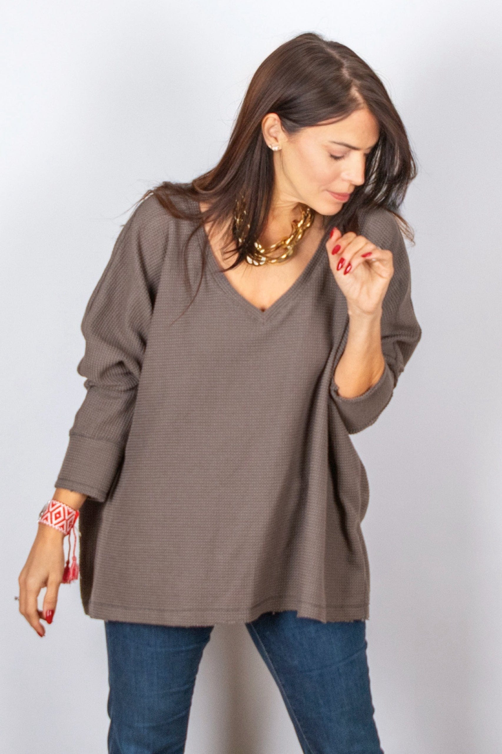 RIKI חולצת אוברסייז וופל image 14