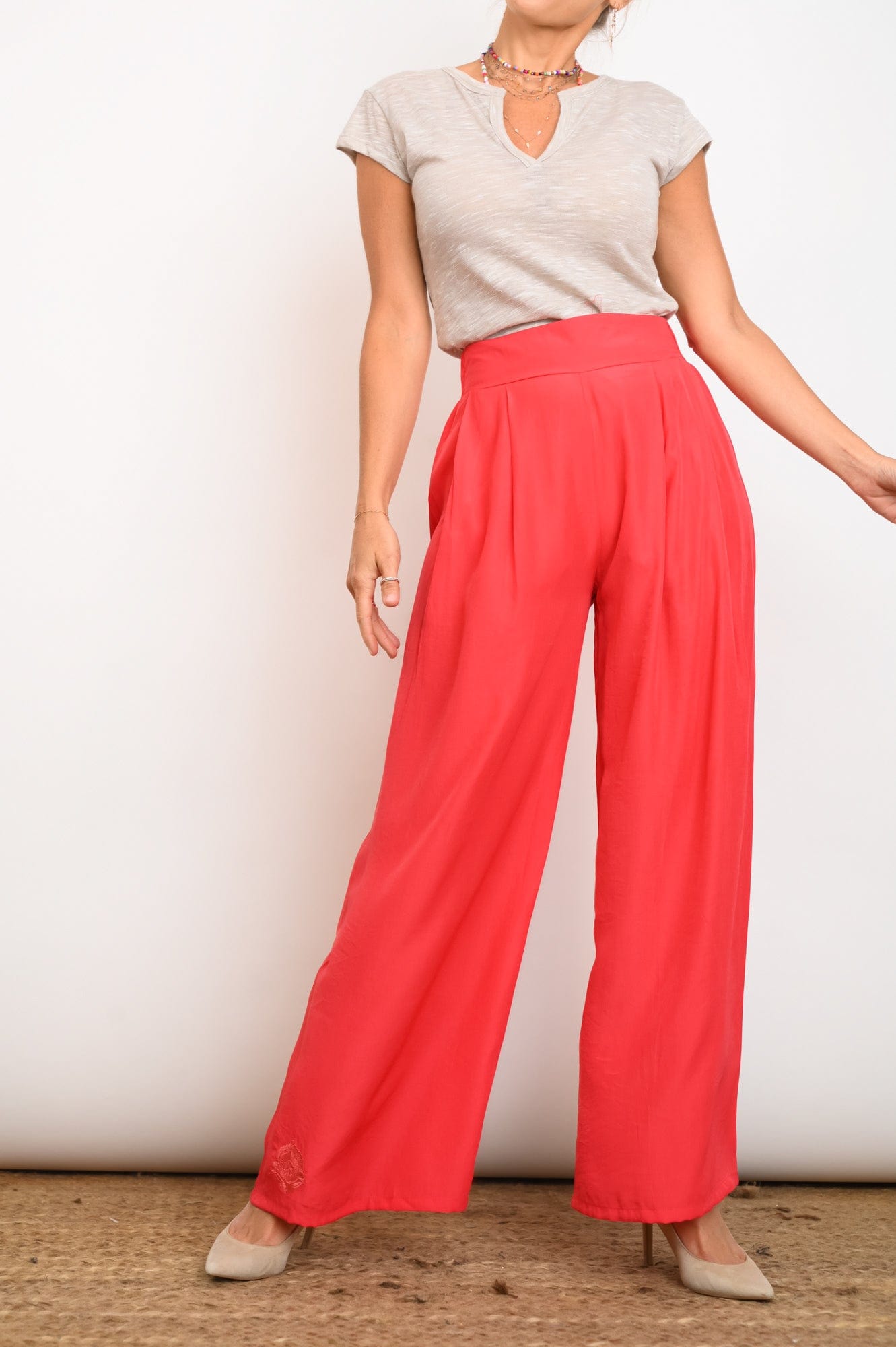 RON מכנסים בצבע אדום image 7