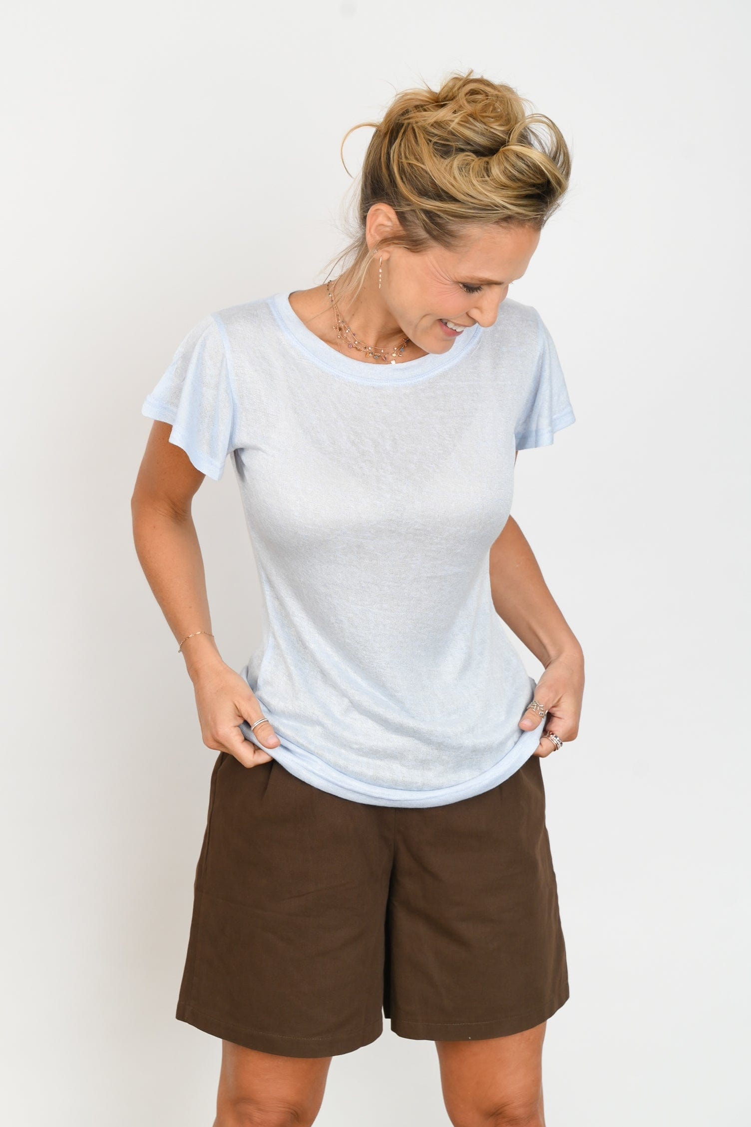 TROY חולצה תכלת בייסיק image 5