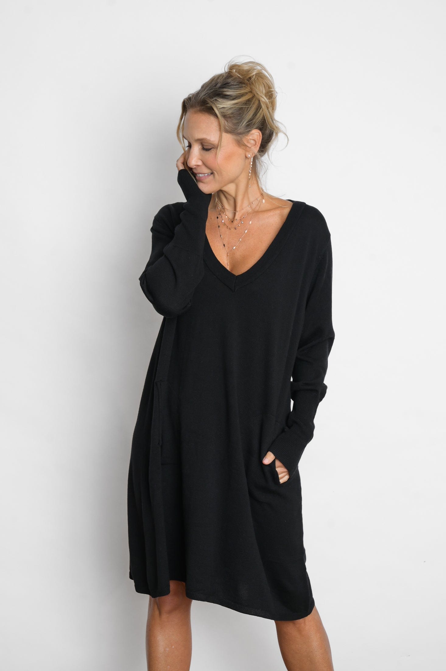 EVIA שמלת סריג מיני שחורה image 6