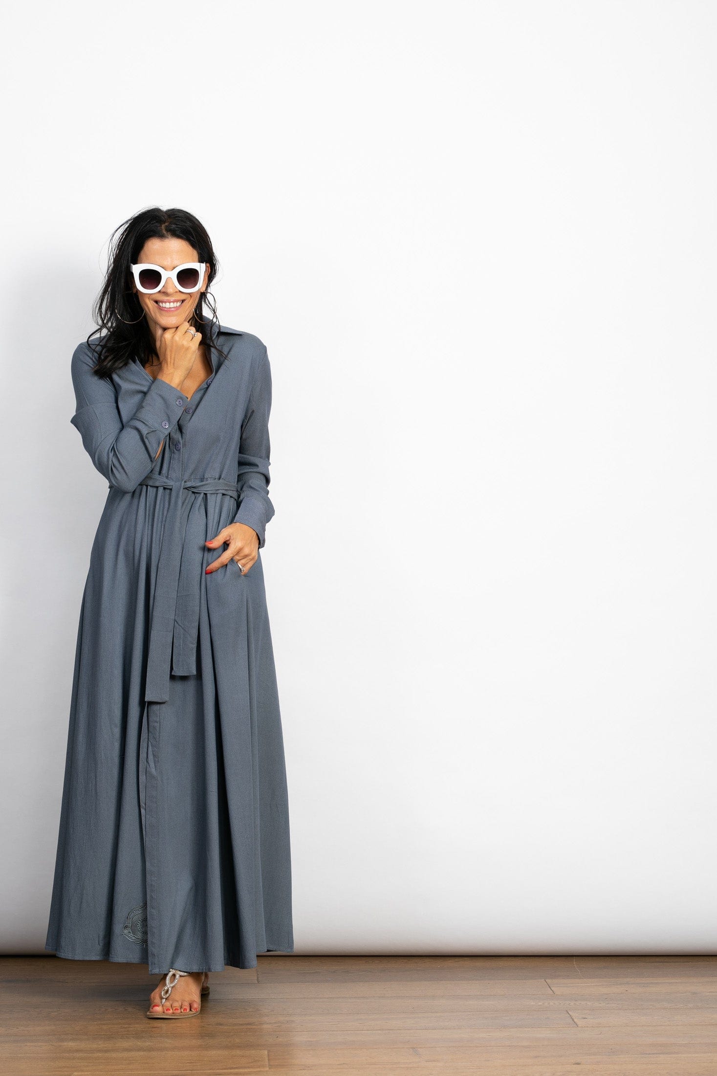 LIMA שמלה מקסי כפתורים image 6