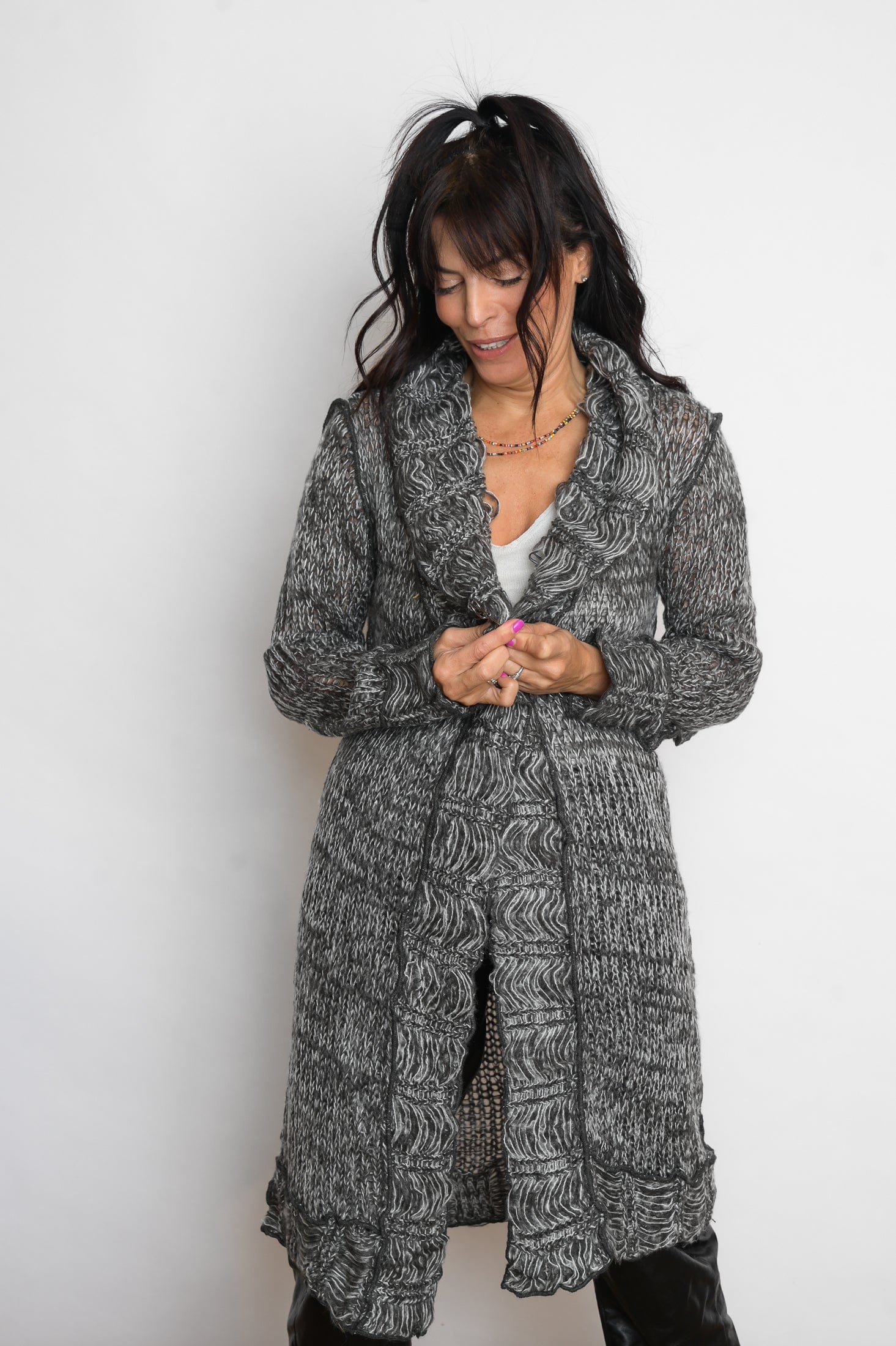 PAROS עליונית סרוגה שחור לבן image 9