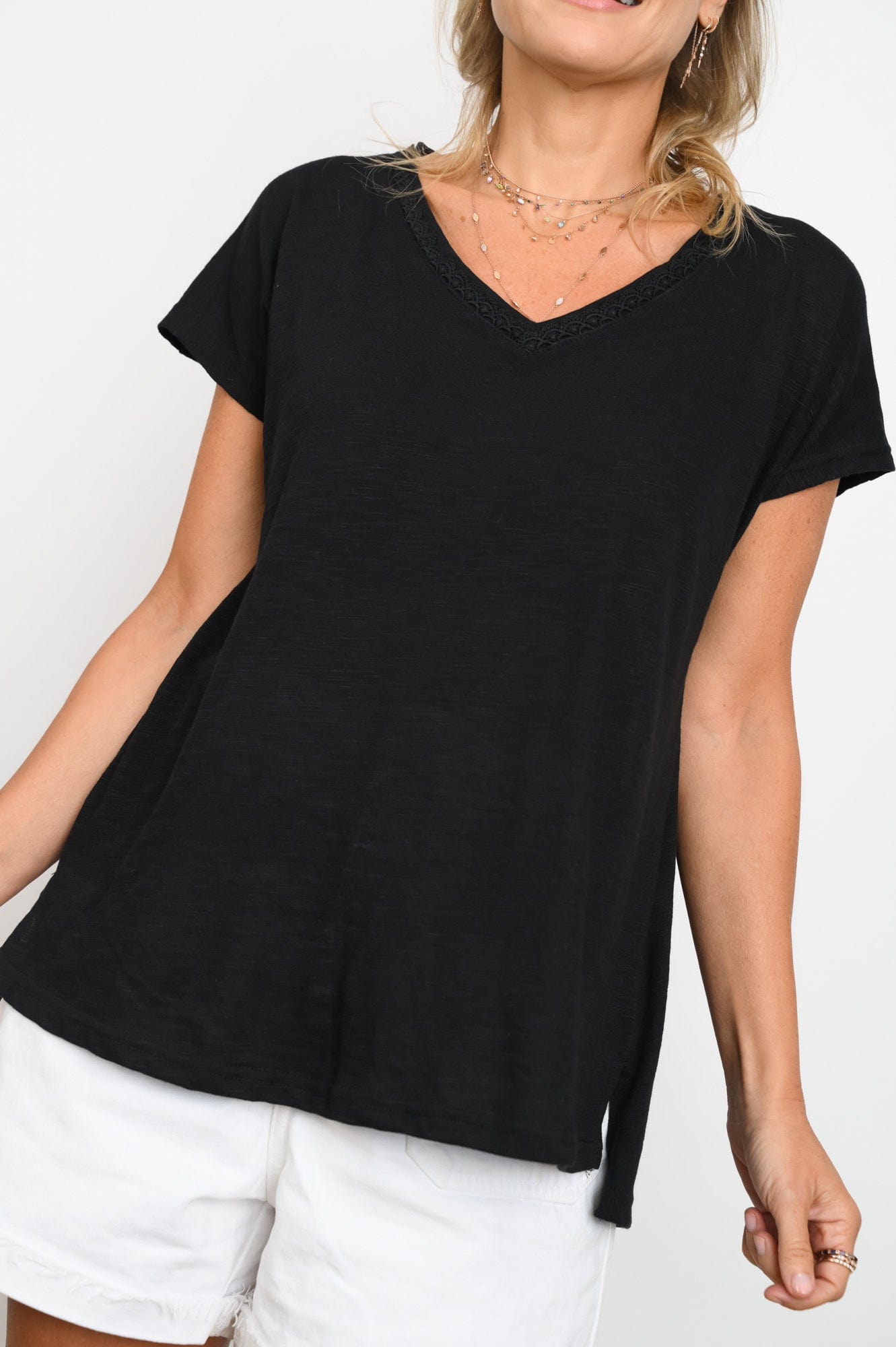 SAME V חולצה תחרה שחורה image 10