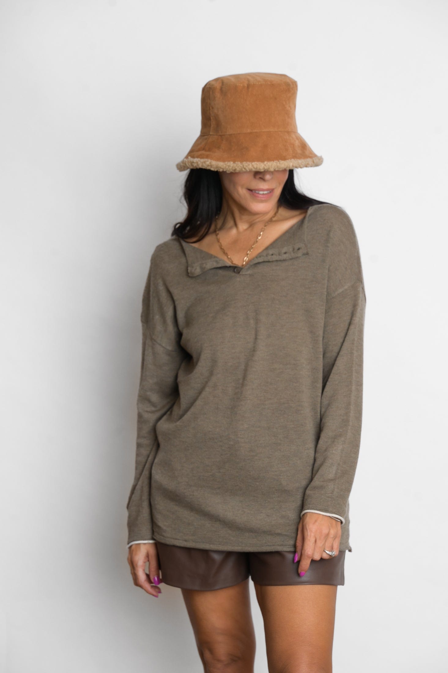 TILOS סריג כפתורים חום image 11