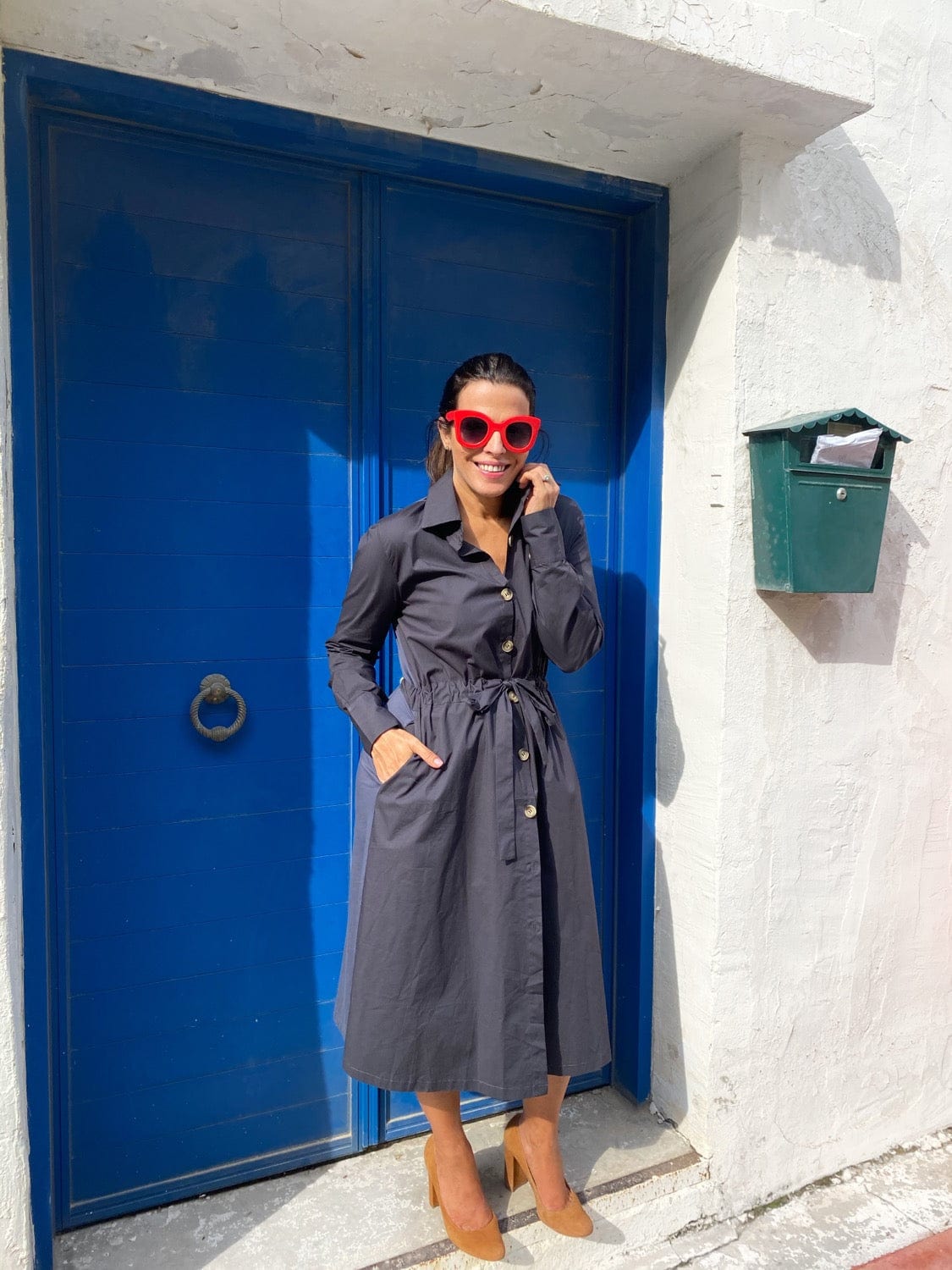 SAFIR שמלת כפתורים אפורה מידי image 1