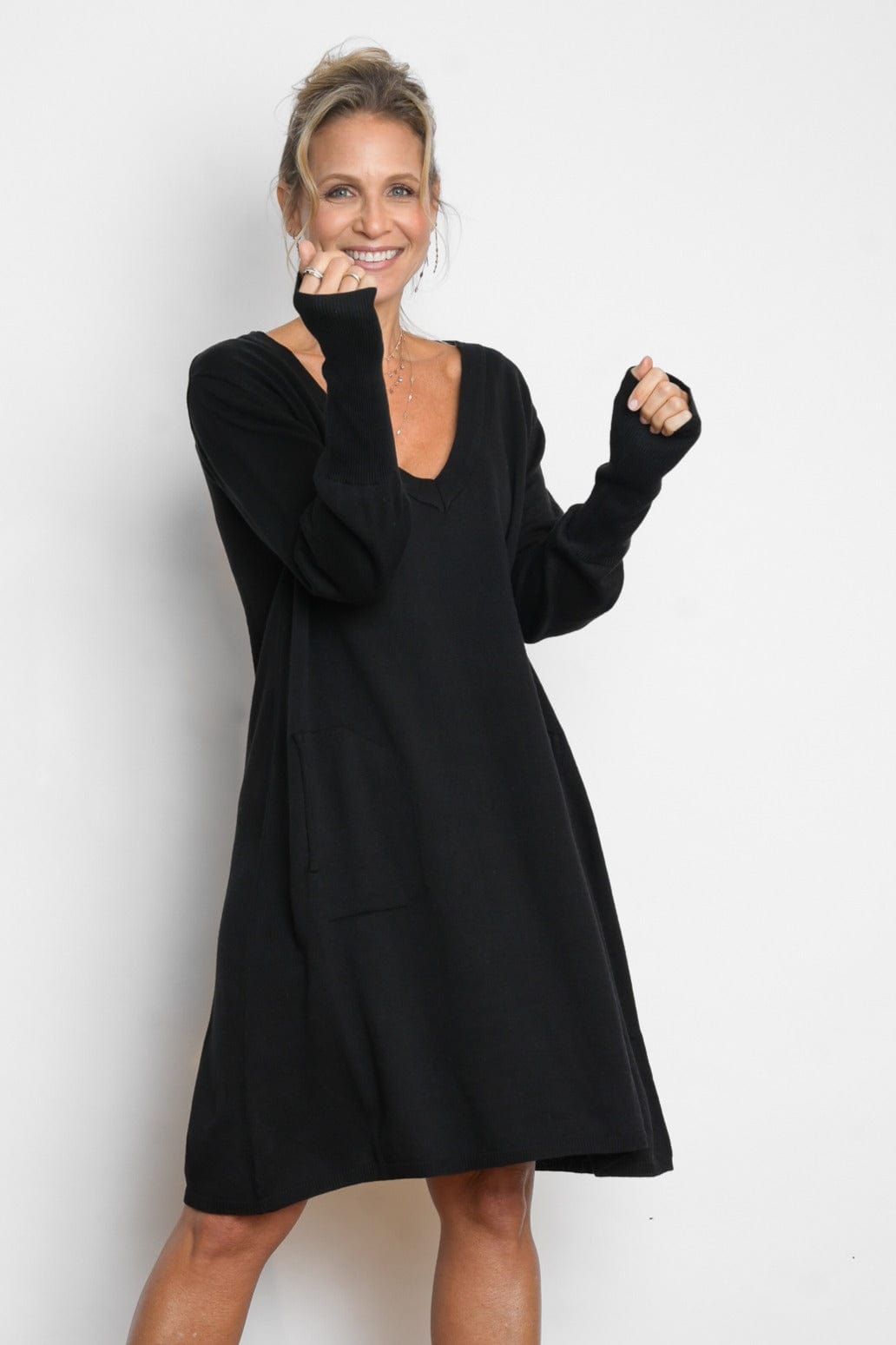 EVIA שמלת סריג מיני שחורה image 0