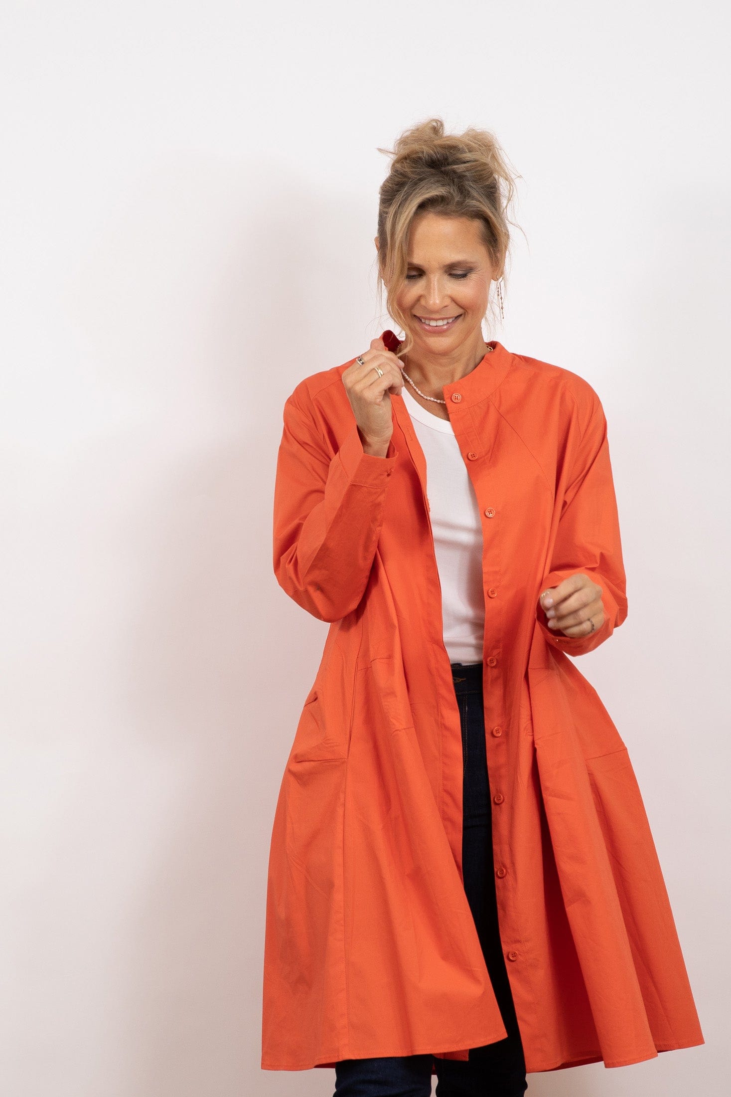 C DREES שמלה כתומה ג'קט אוברסייז image 3