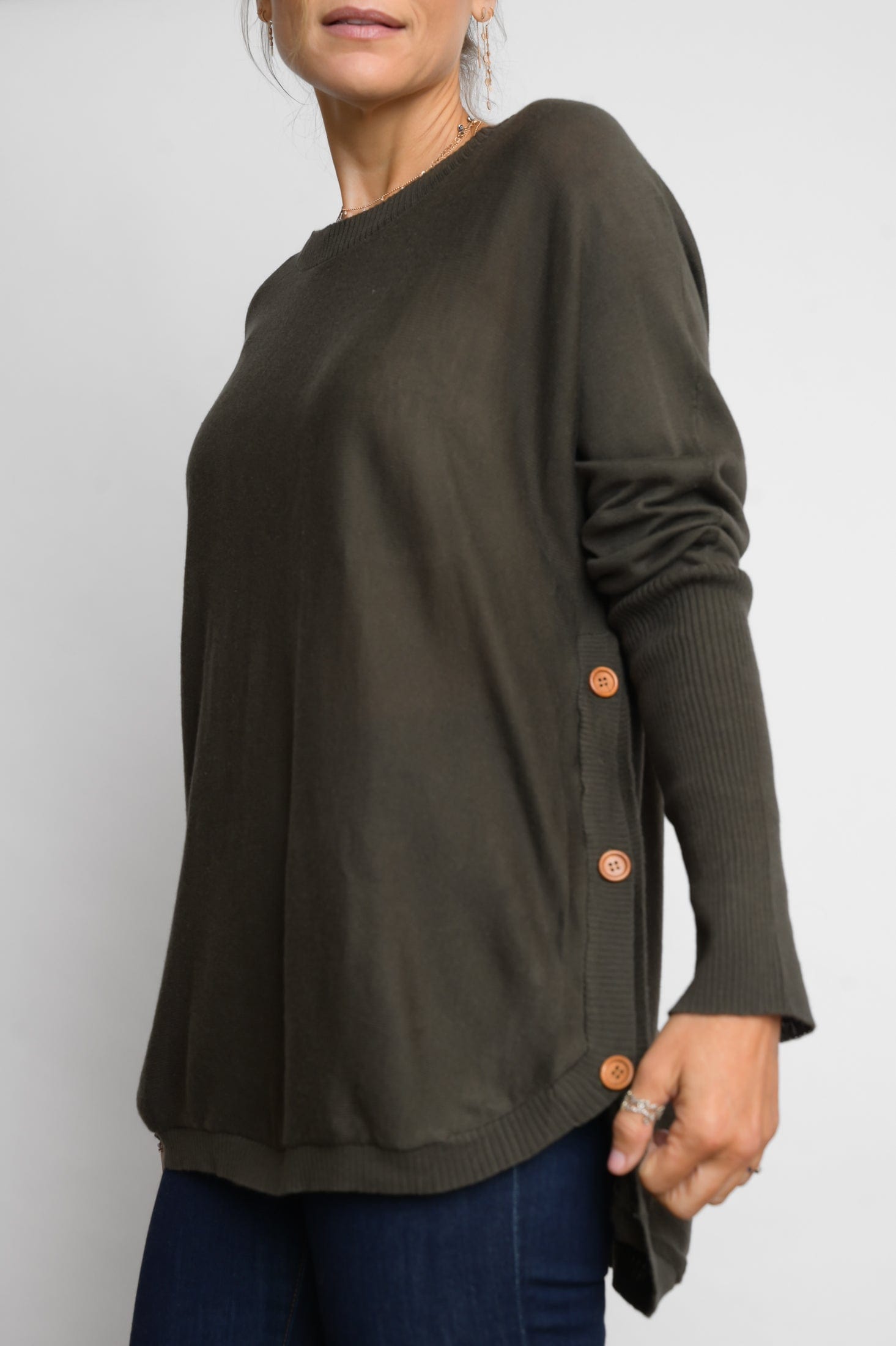 DIA סריג ירוק זית כפתורים image 3