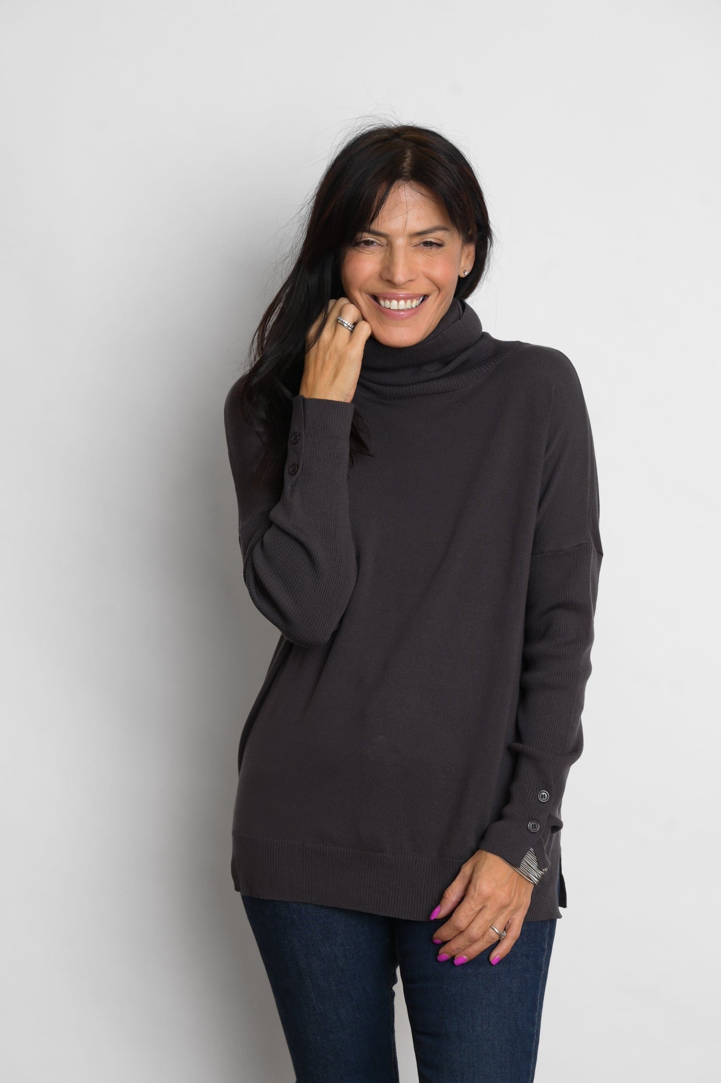 ALIMIA  סריג גולף אפור כהה image 2