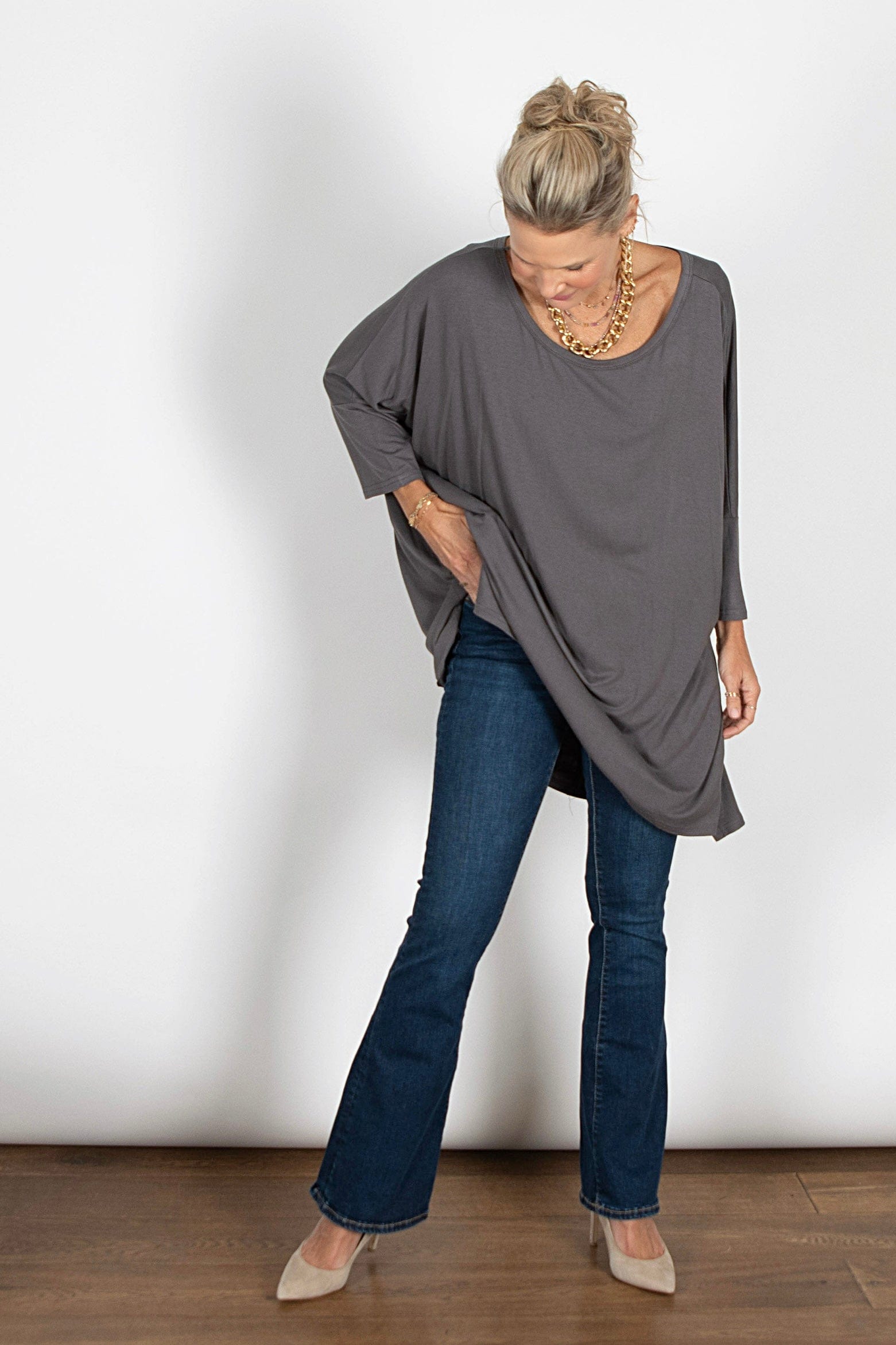 SAM חולצה אוברסייז אפורה image 5