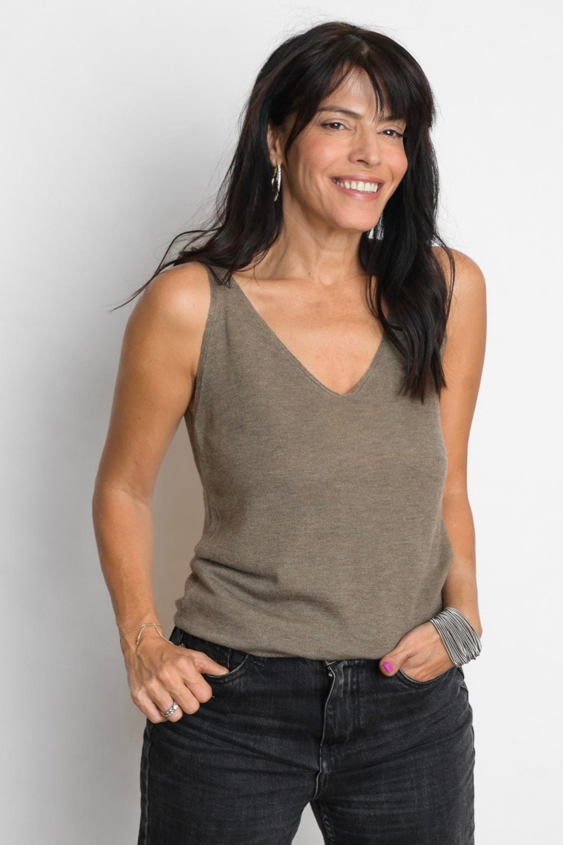 LEMNOS גופיית סריג חום image 3