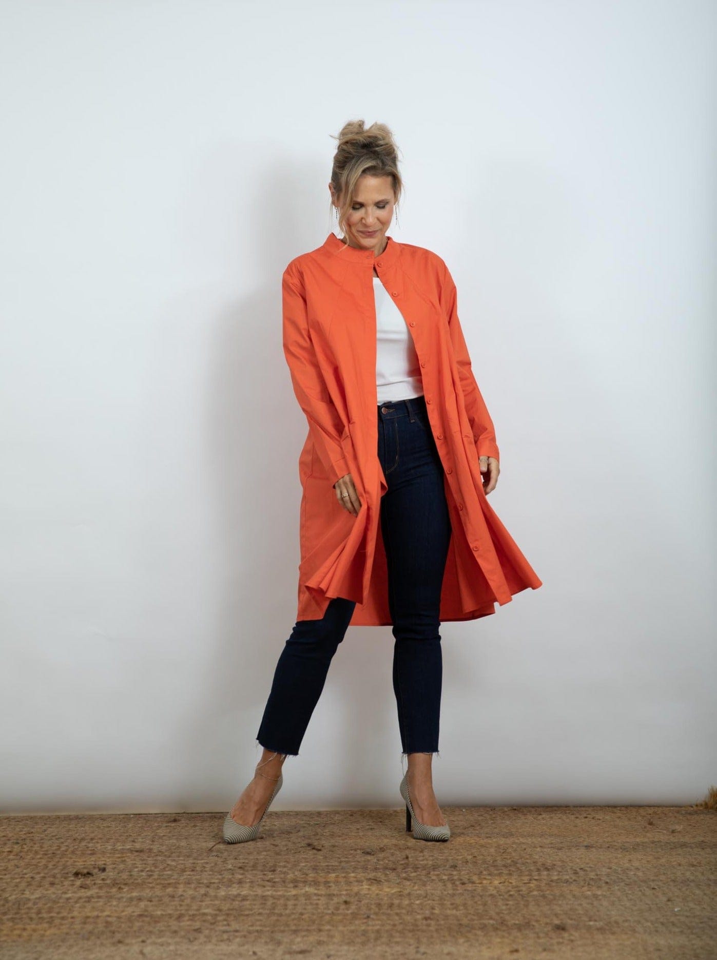 C DREES שמלה כתומה ג'קט אוברסייז image 8