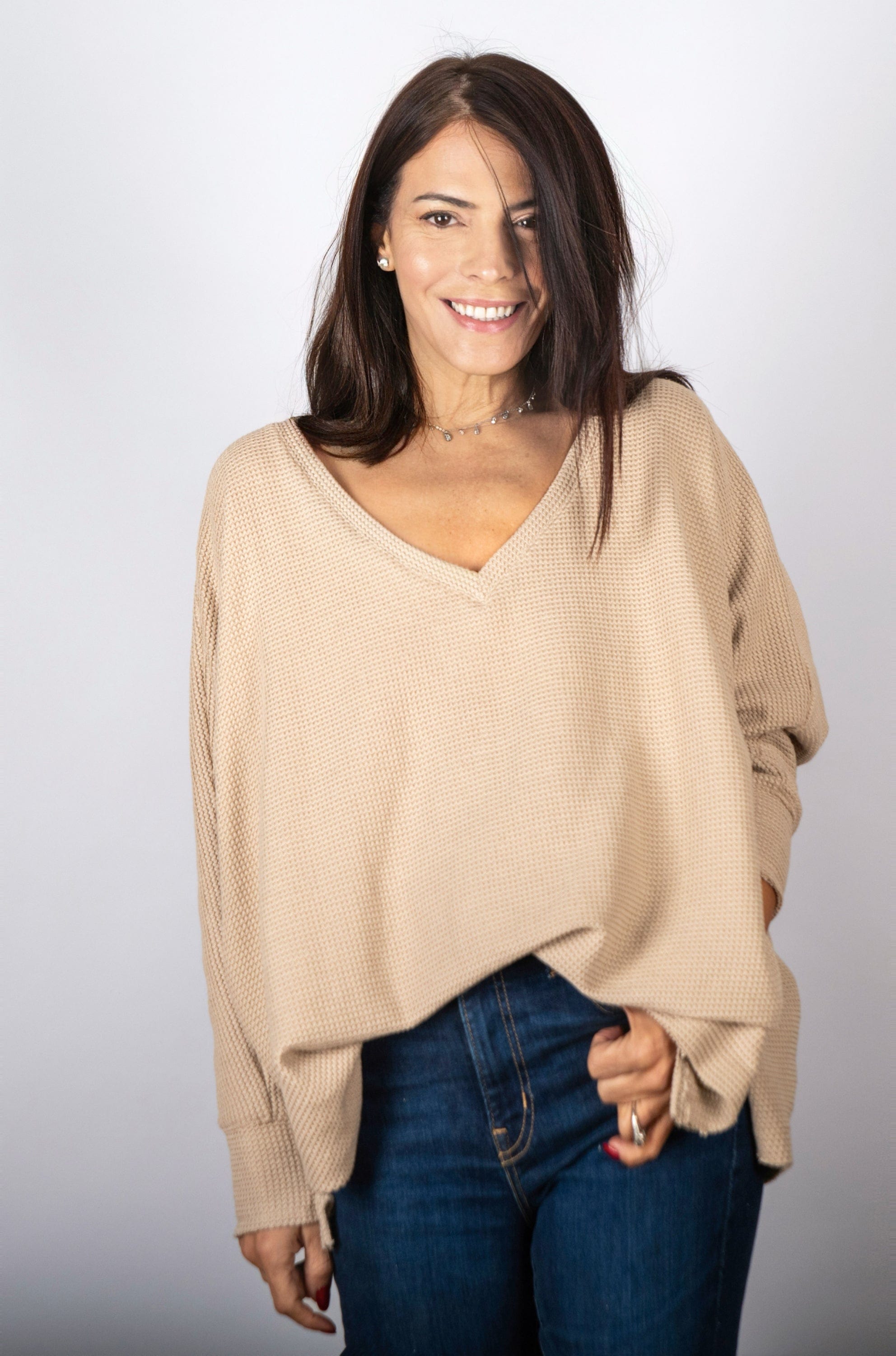 RIKI חולצת אוברסייז וופל image 0