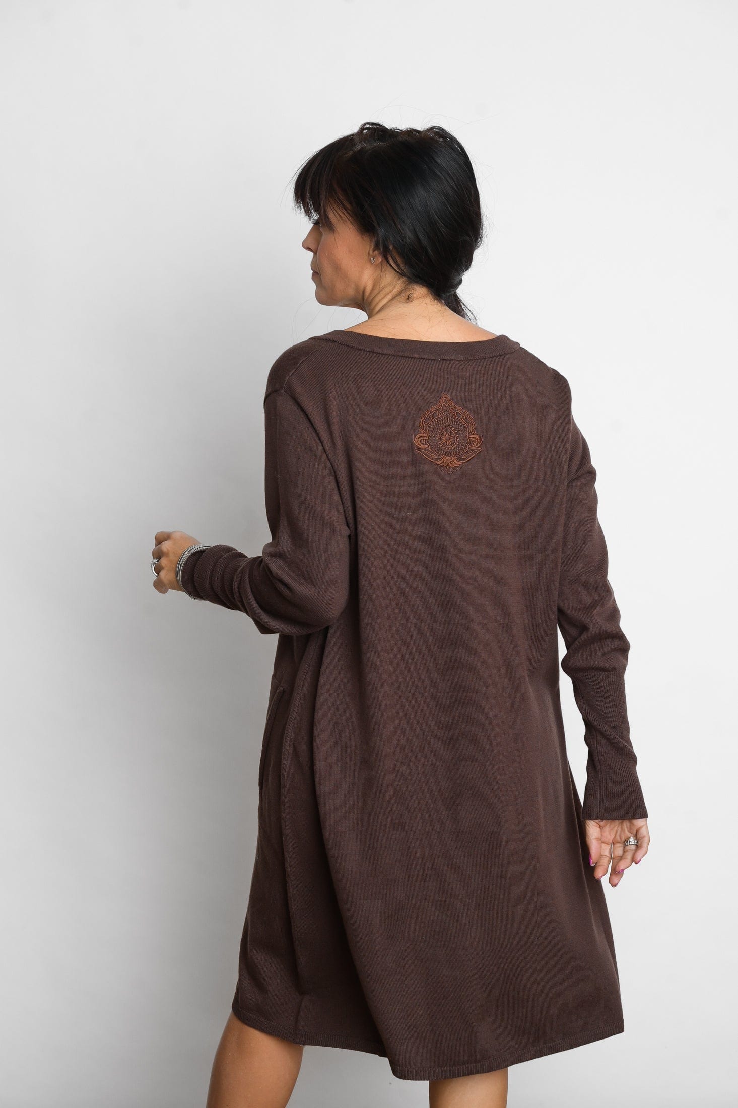 EVIA שמלת סריג מיני חום image 2