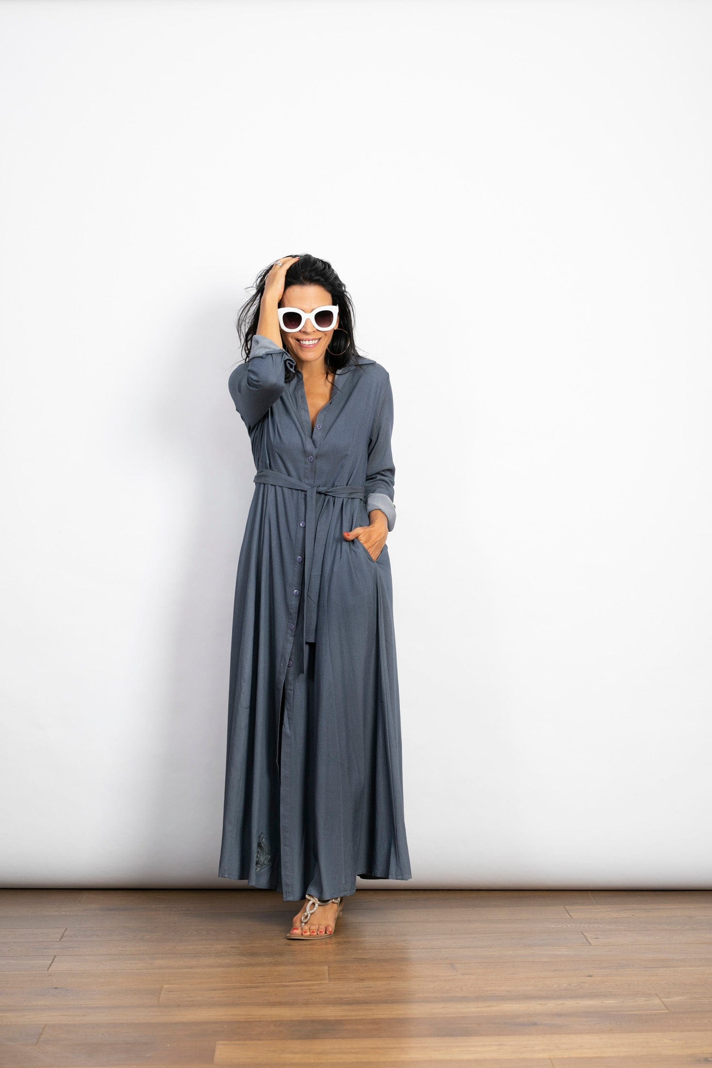 LIMA שמלה מקסי כפתורים image 3