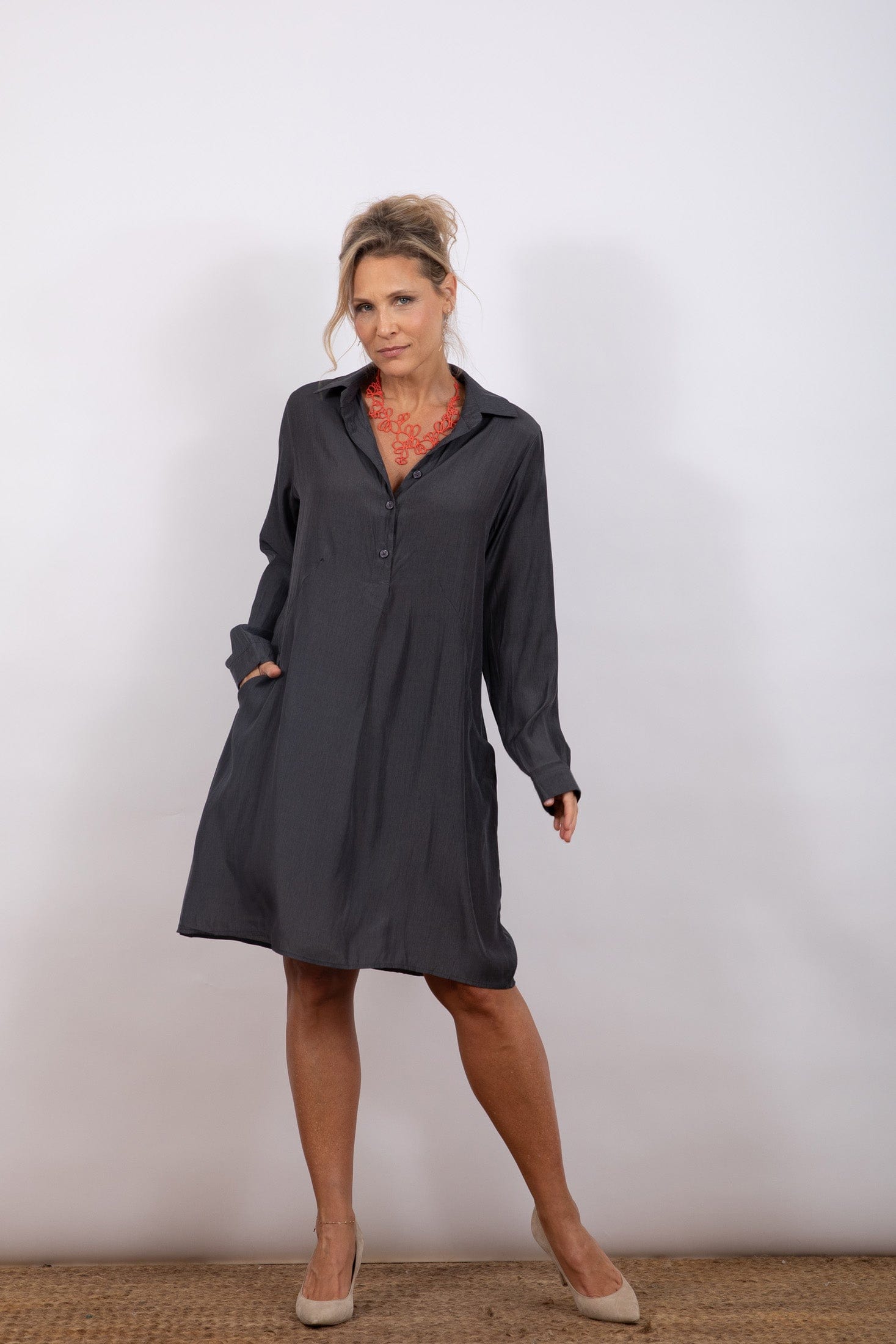 FRITZI שמלה מיני אפורה image 8