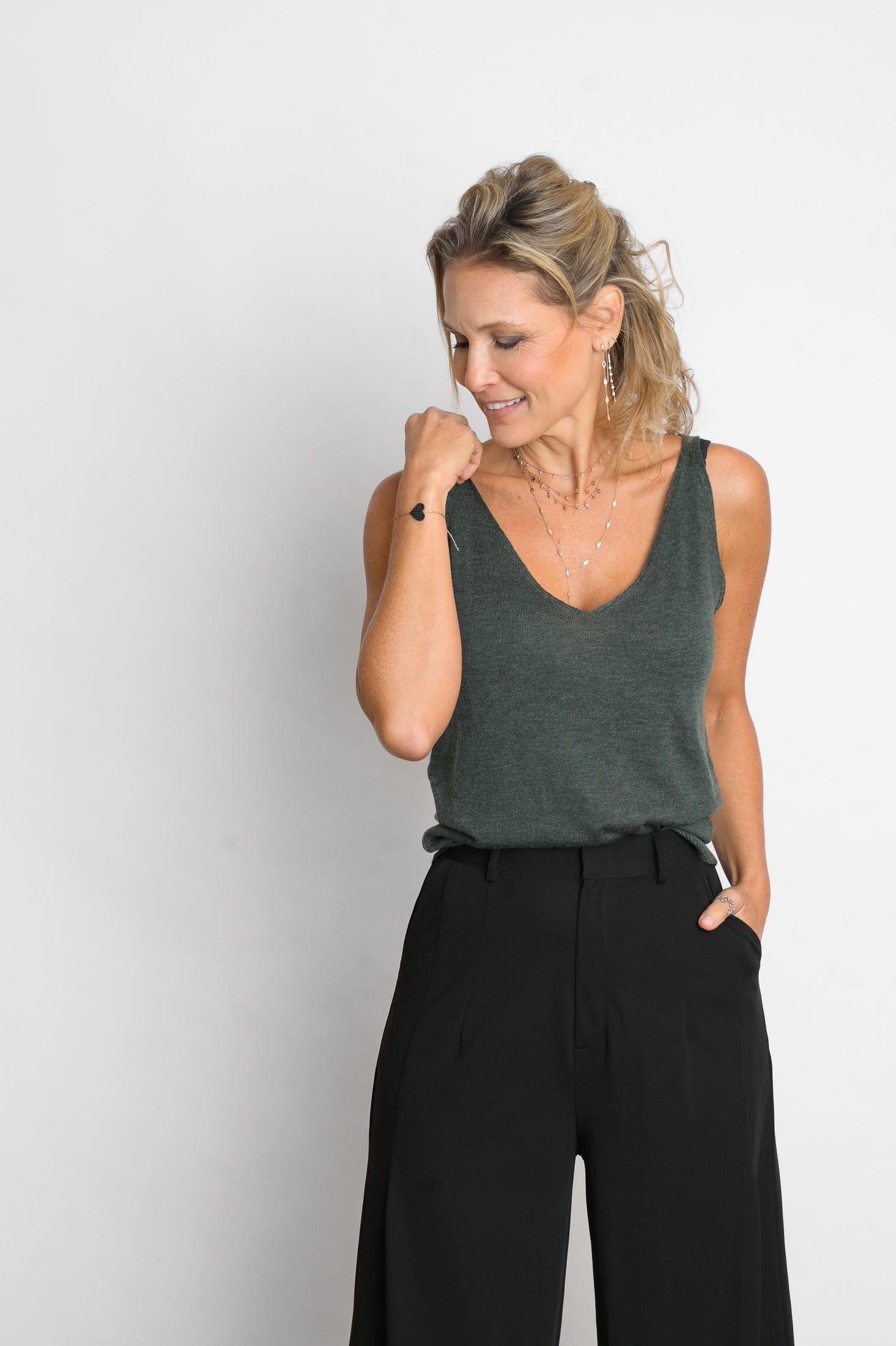 LEMNOS גופיית סריג ירוק image 5