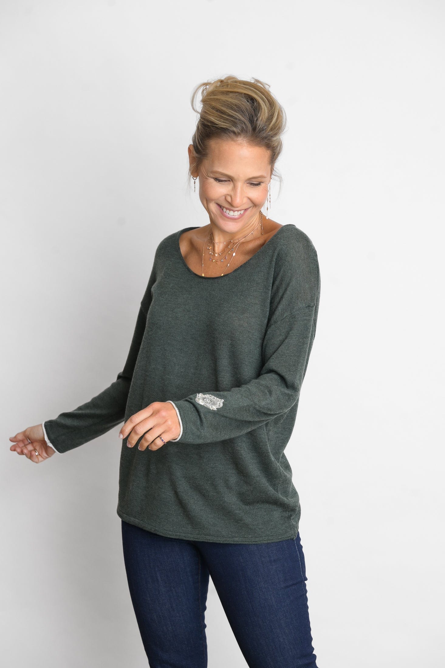 TILOS סריג כפתורים ירוק image 4