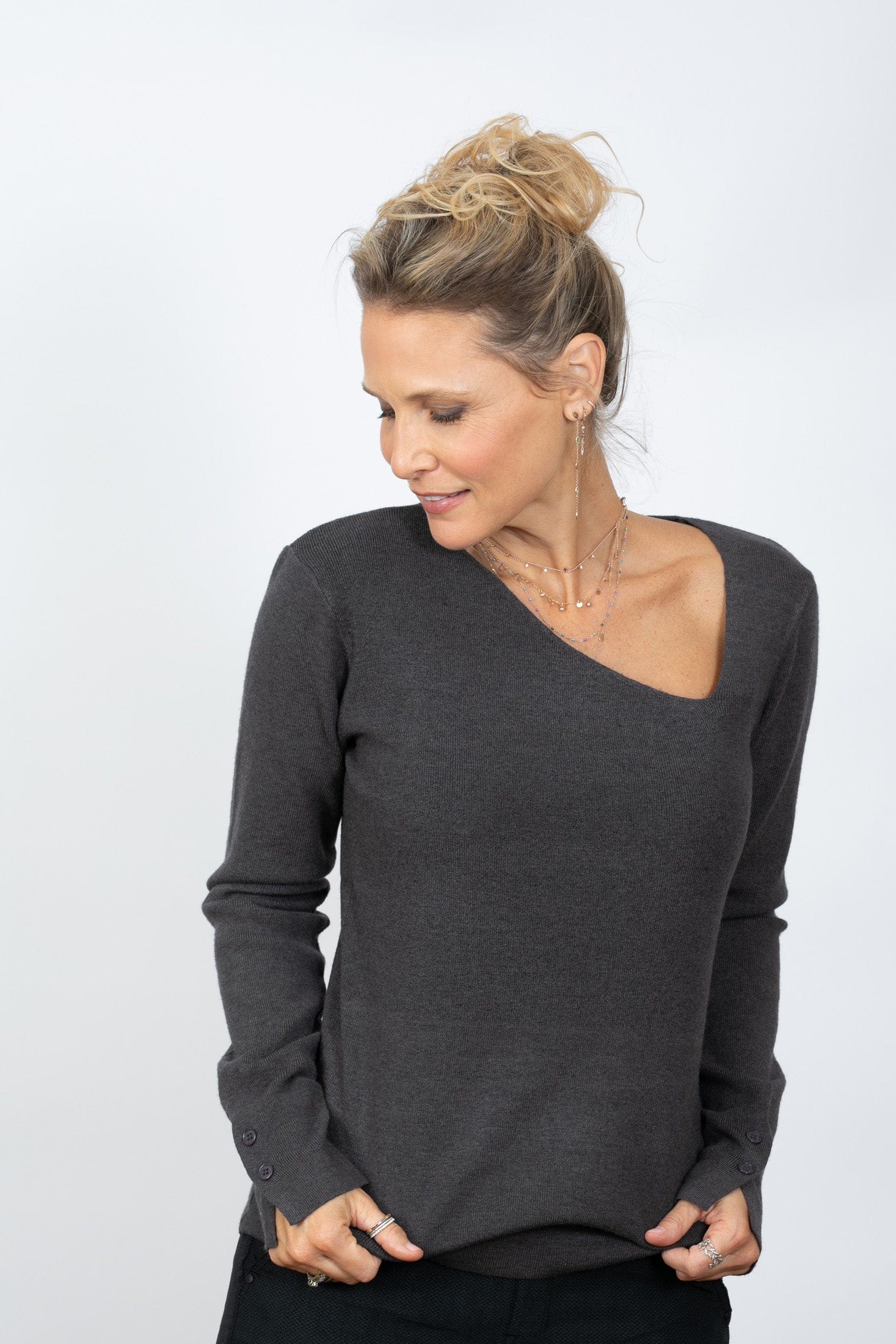 FRESSIA  סריג מעוצב אפור image 2