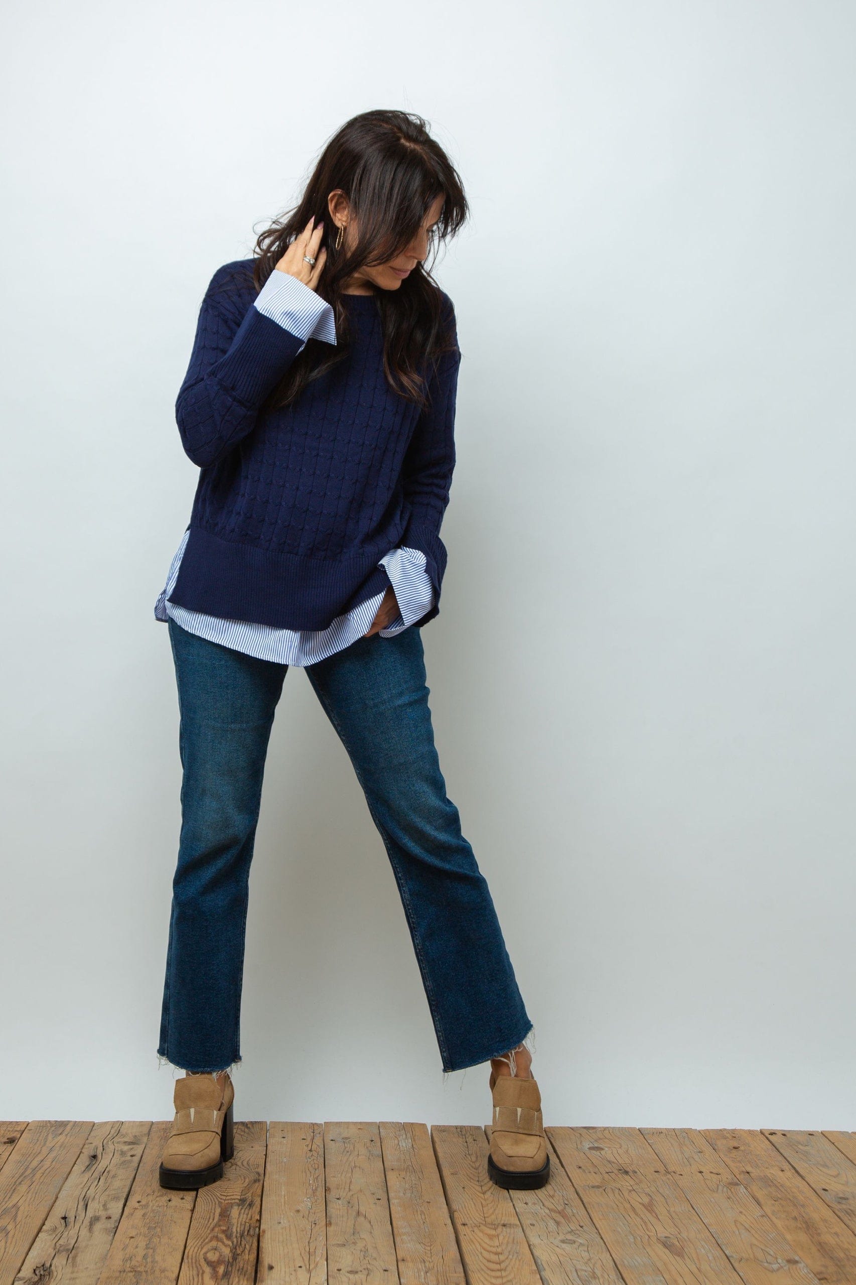 ST.MORITZ סריג צמות חולצה כחול image 5