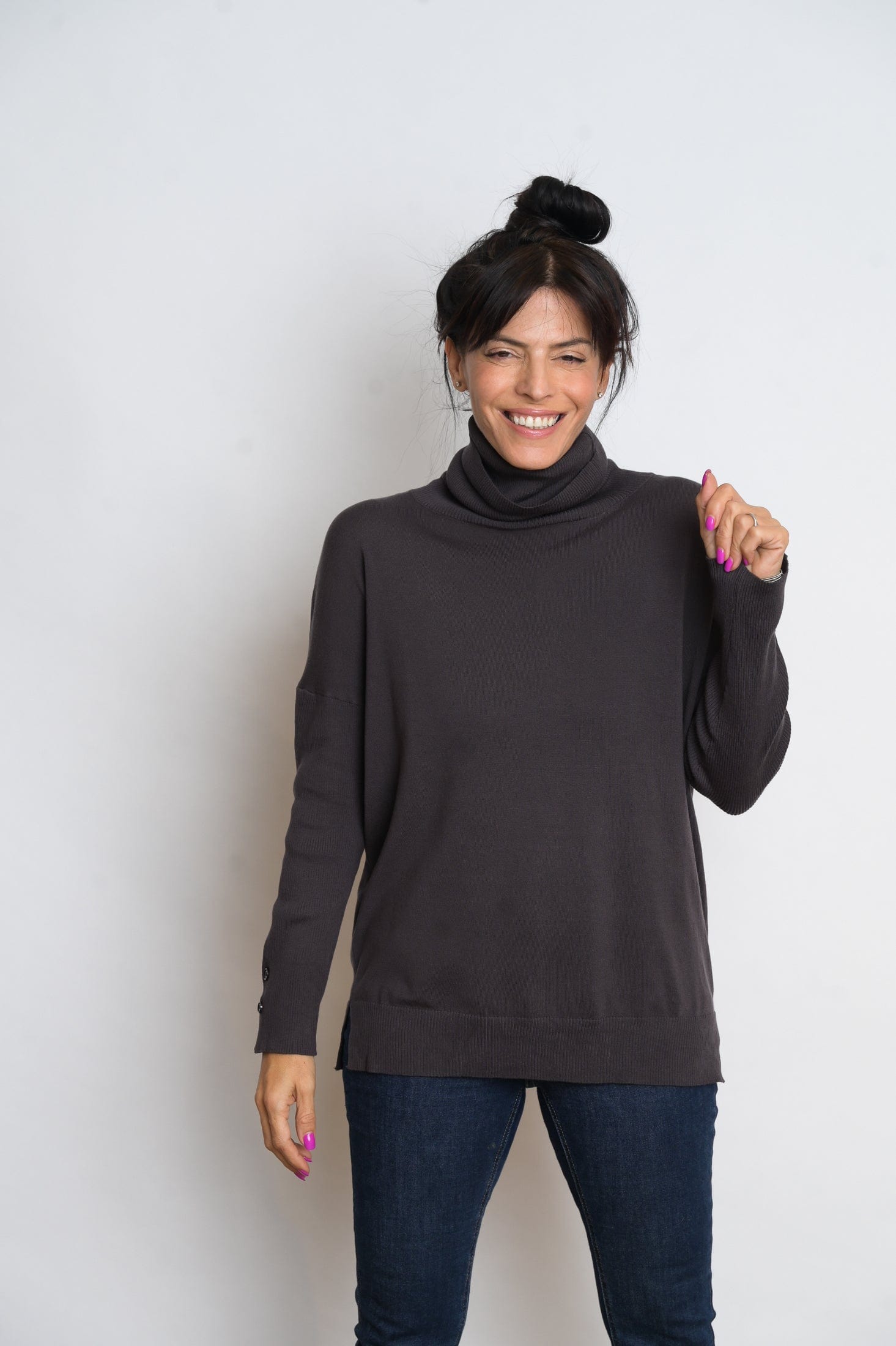 ALIMIA  סריג גולף אפור כהה image 4