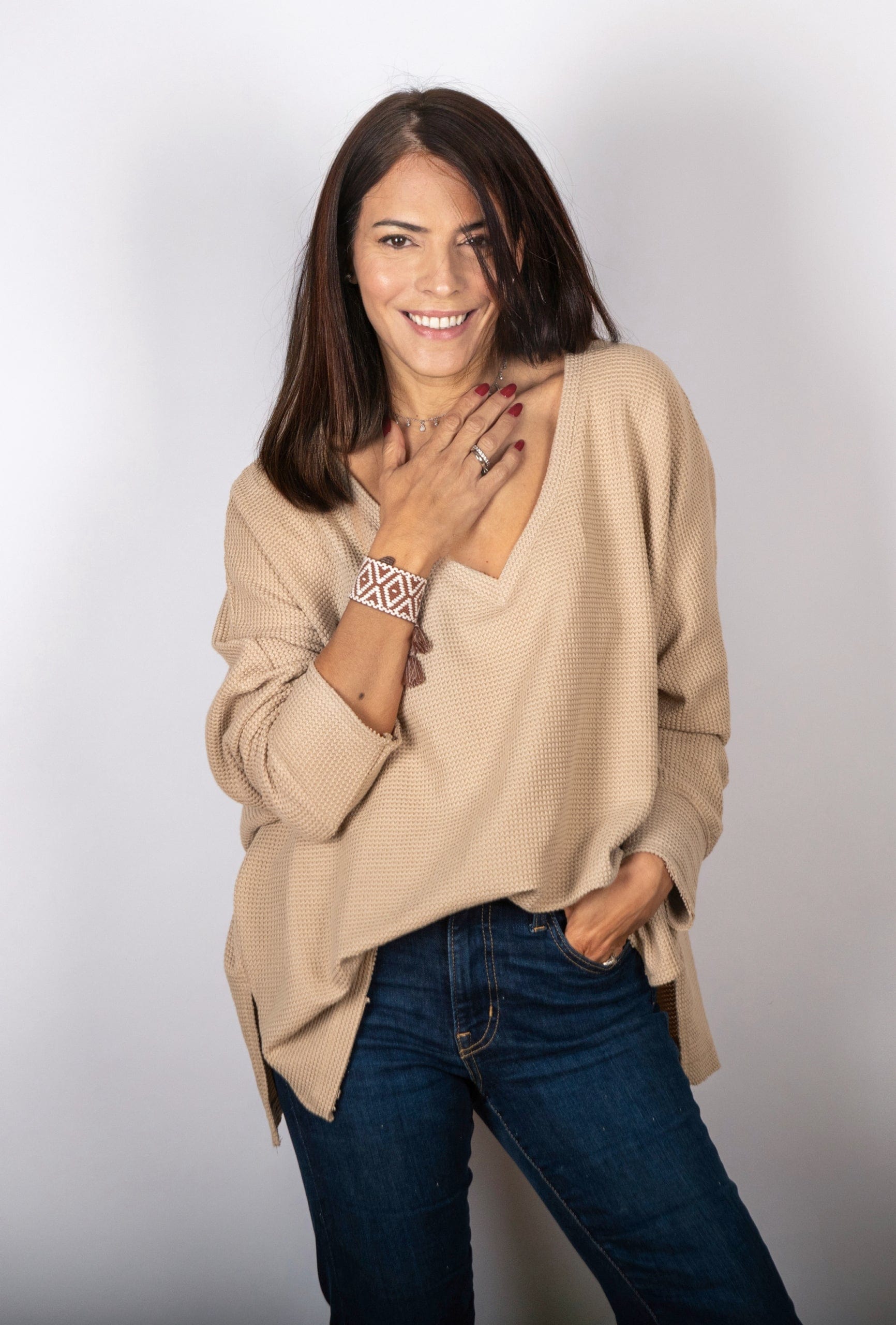 RIKI חולצת אוברסייז וופל image 5