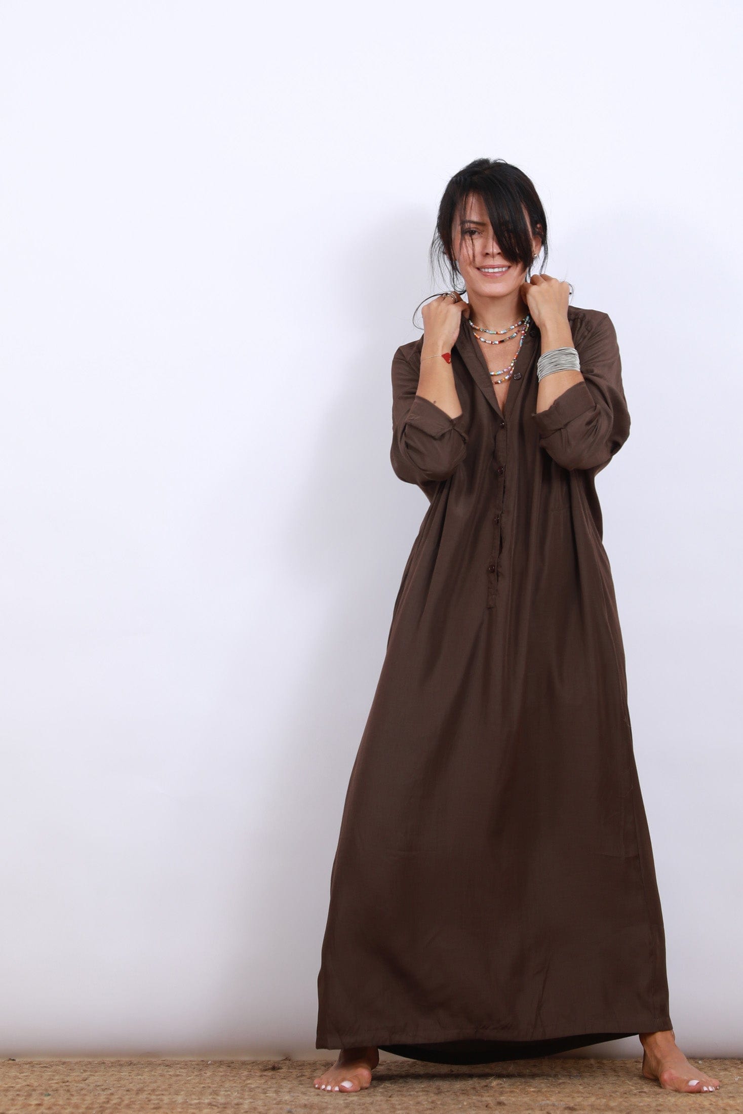 DEMON שמלה חומה מקסי image 2