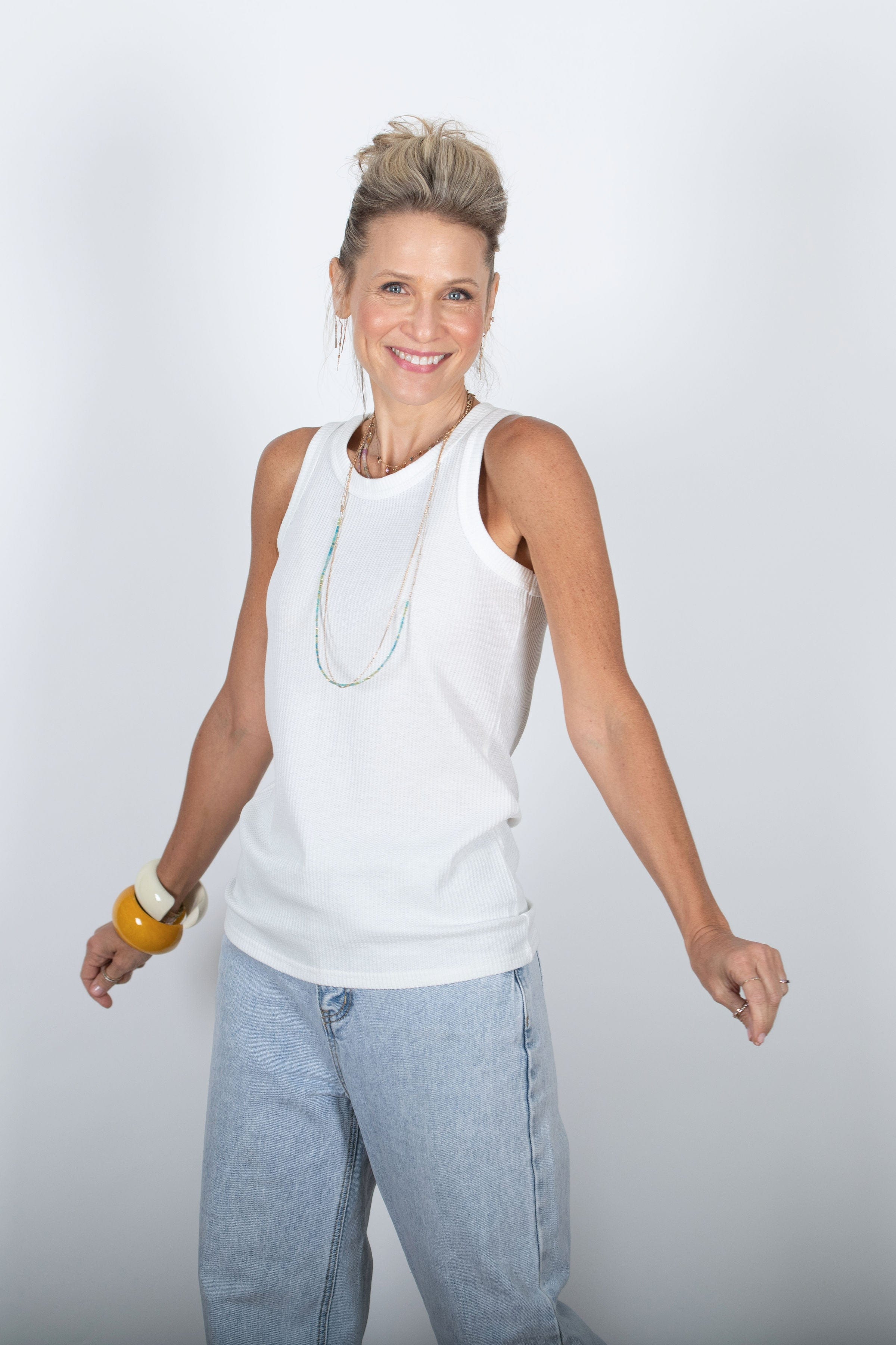 ROIE גופיית סבא לבנה וופל image 1