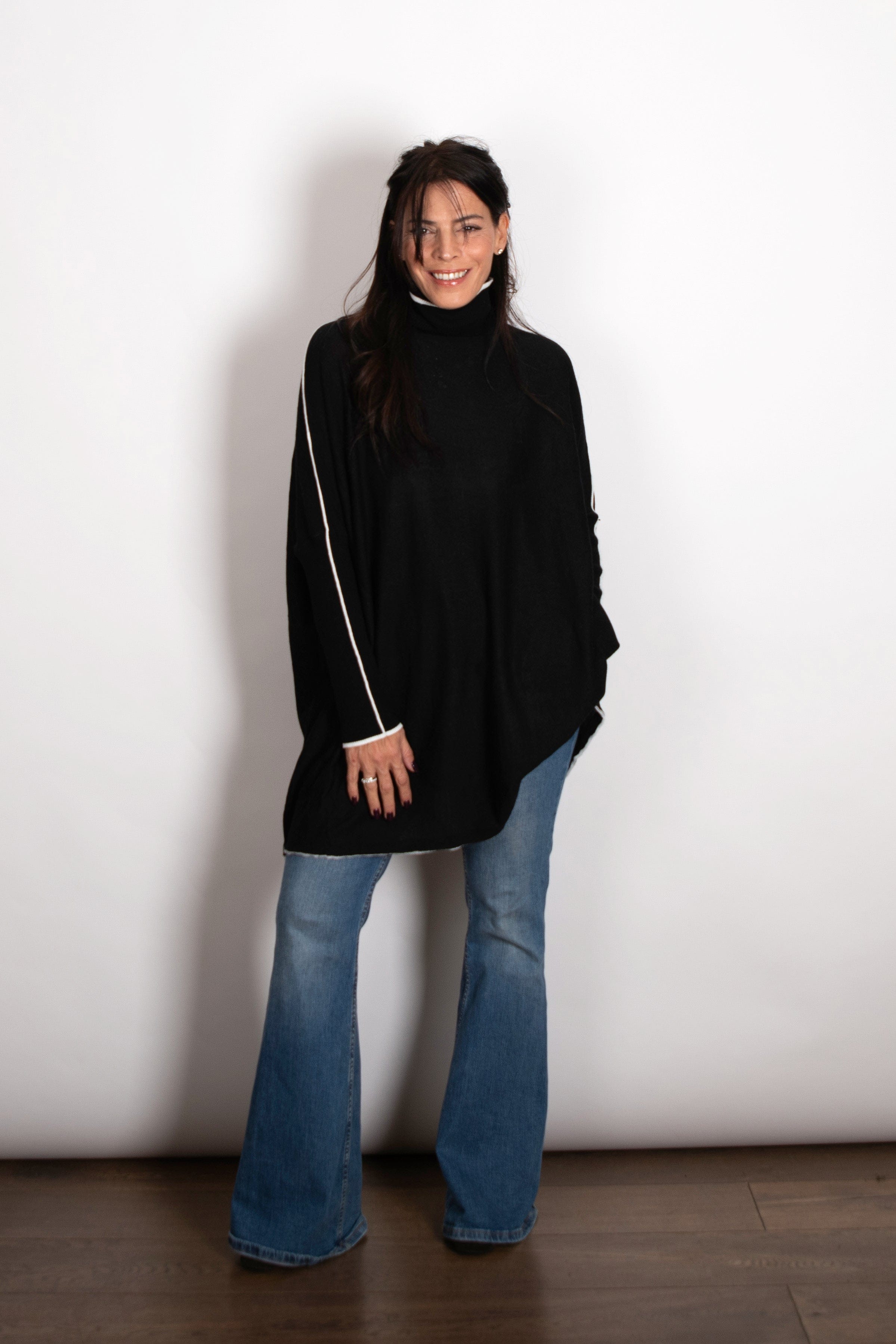 CHER סריג גולף אוברסייז שחור image 5