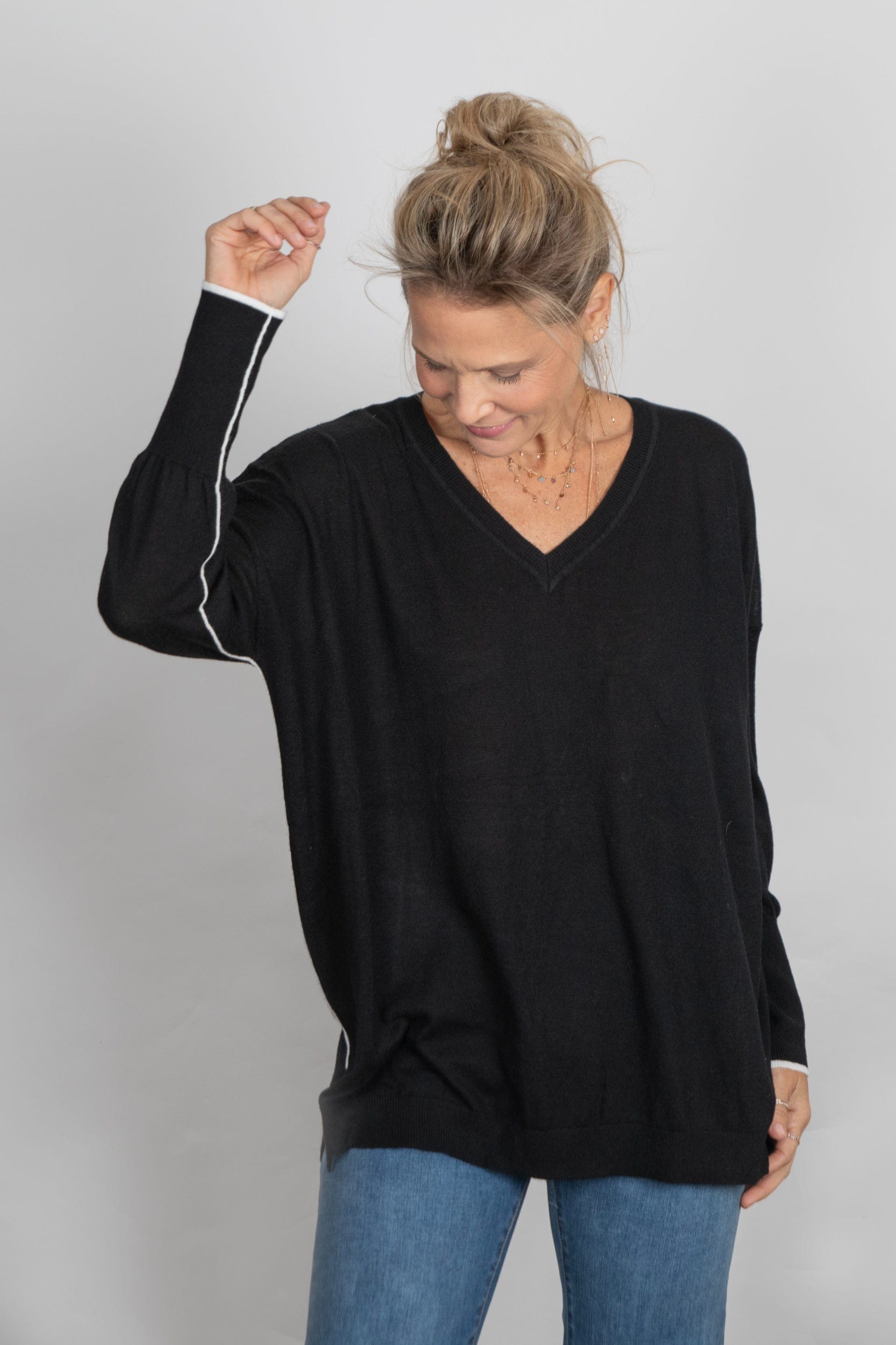 LENNOX  V סריג אוברסייז שחור image 7