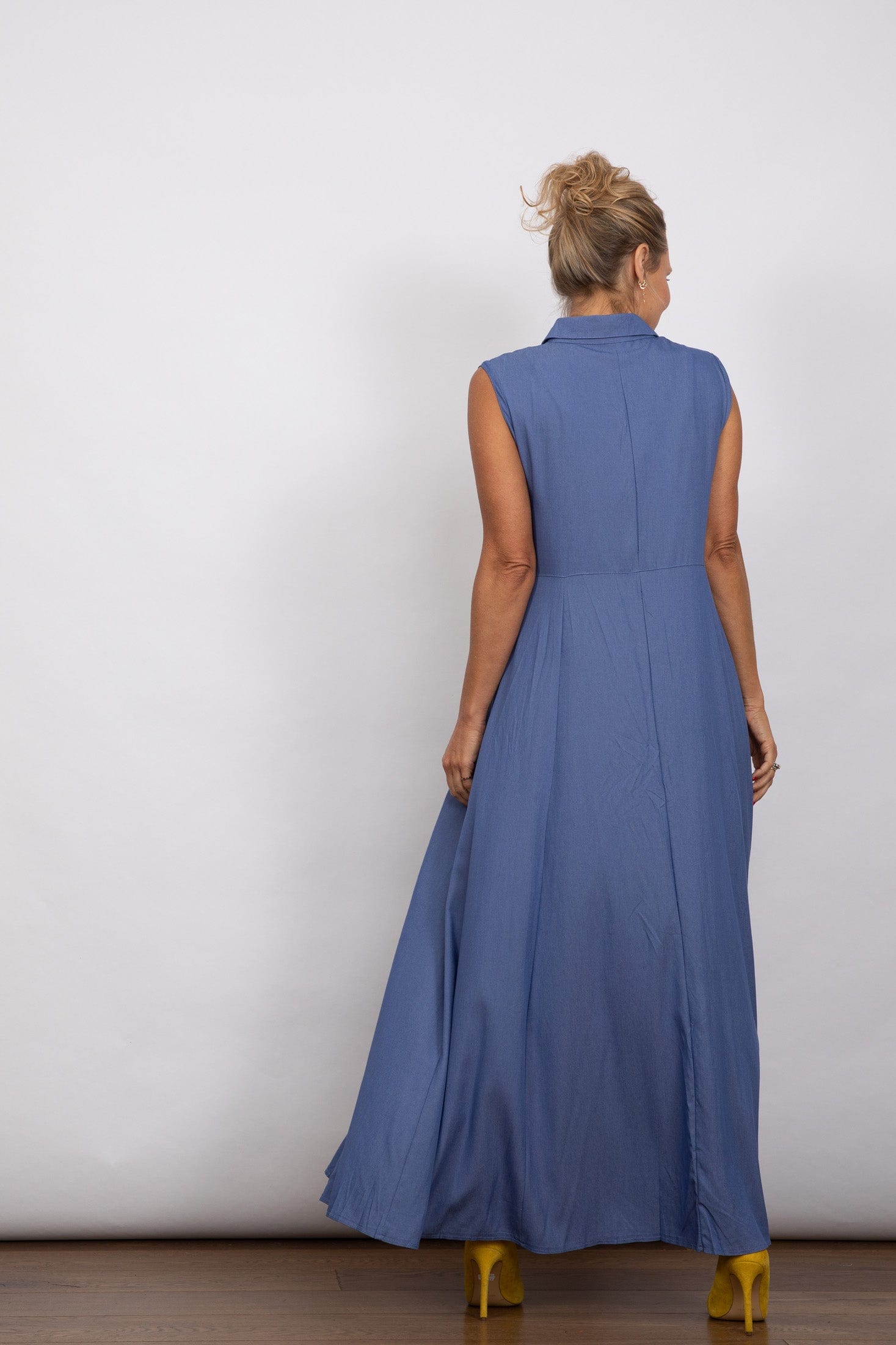 LIMA שמלה כחולה מקסי כפתורים image 7