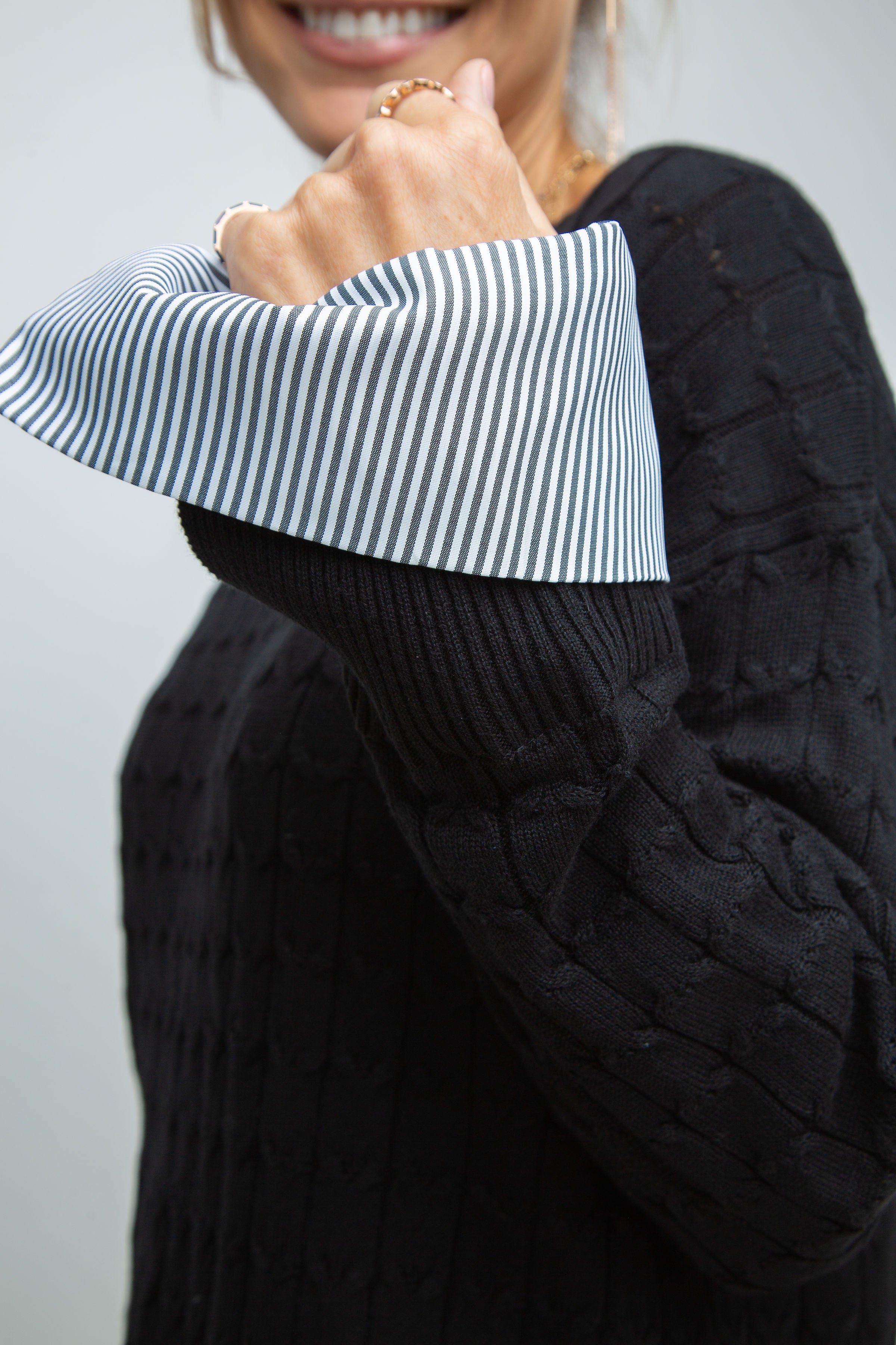 ST.MORITZ סריג צמות חולצה שחור image 7