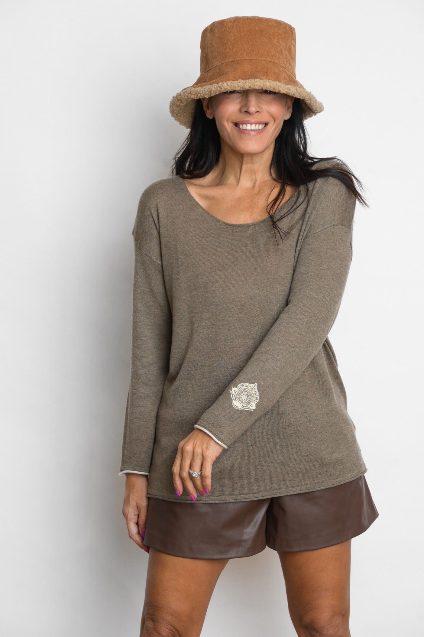 TILOS סריג כפתורים חום image 0