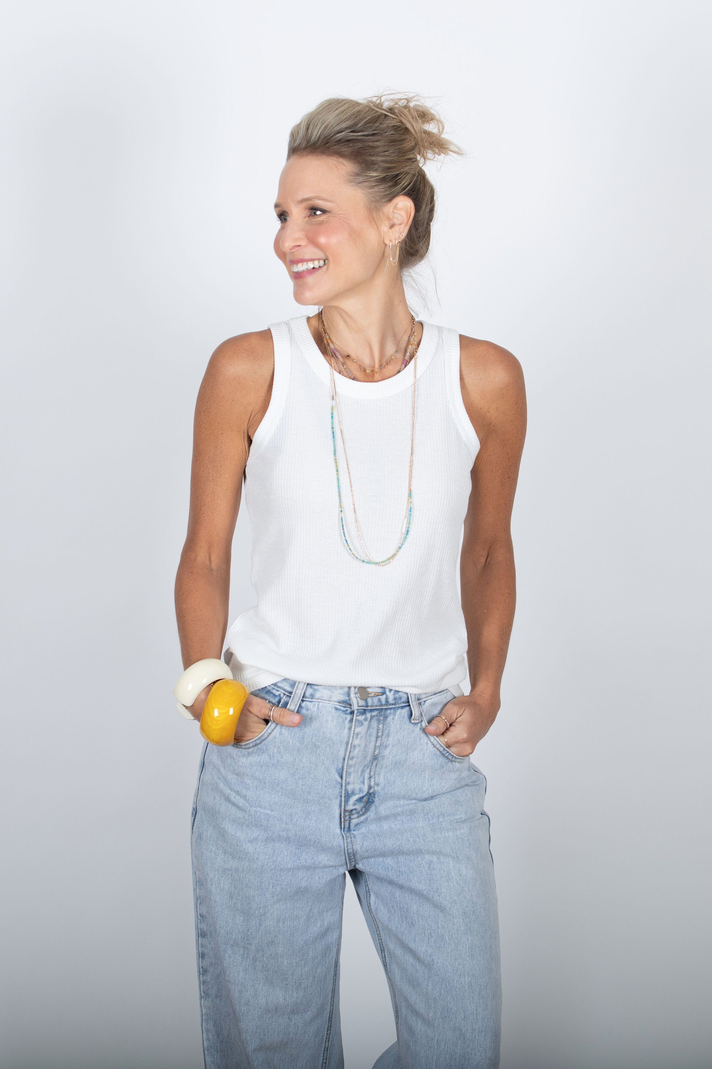 ROIE גופיית סבא לבנה וופל image 4