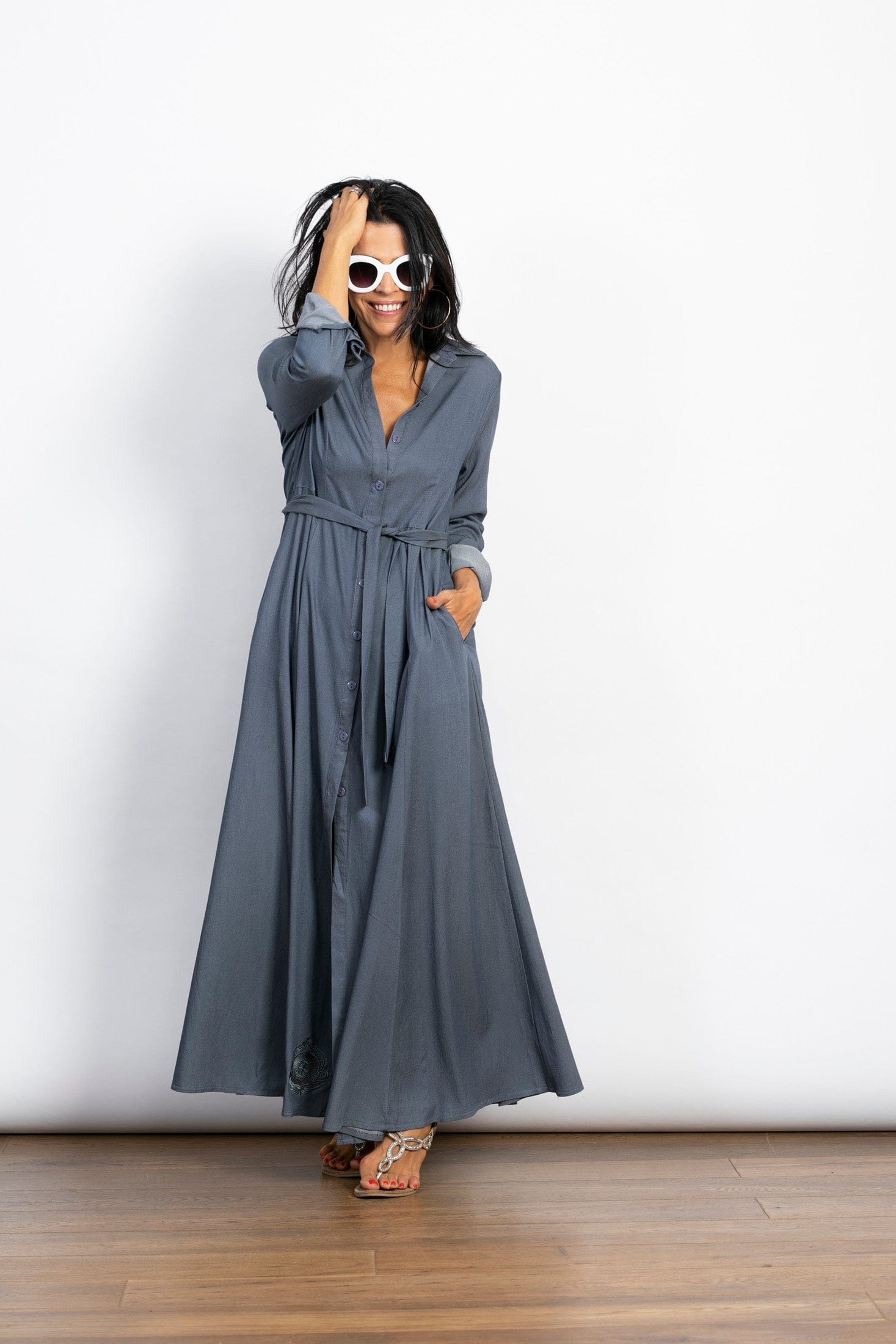 LIMA שמלה מקסי כפתורים image 1