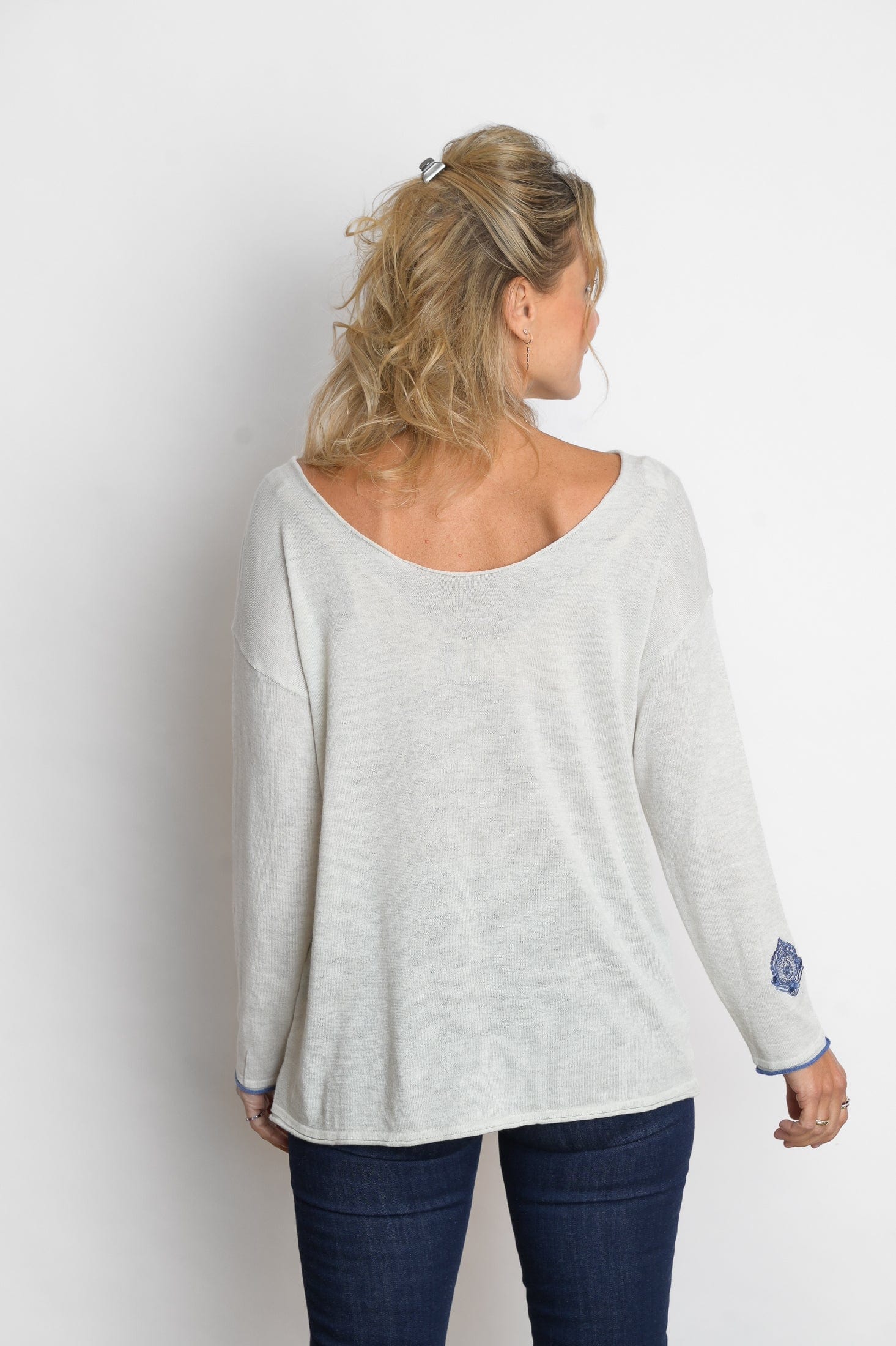 TILOS סריג כפתורים אפור לבן בהיר מלאנז׳ image 11