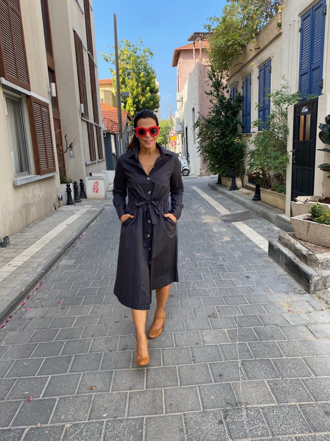 SAFIR שמלת כפתורים אפורה מידי image 8