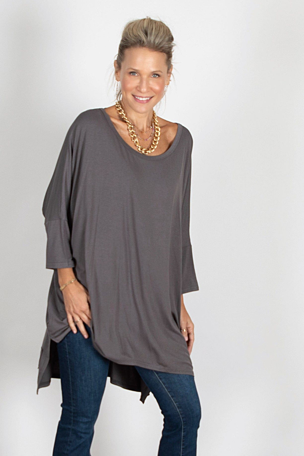 SAM חולצה אוברסייז אפורה image 1