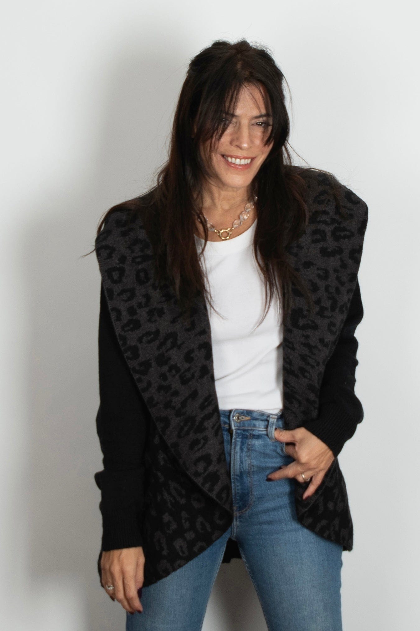 SWIFT עליונית סריג מנומרת שחורה image 10