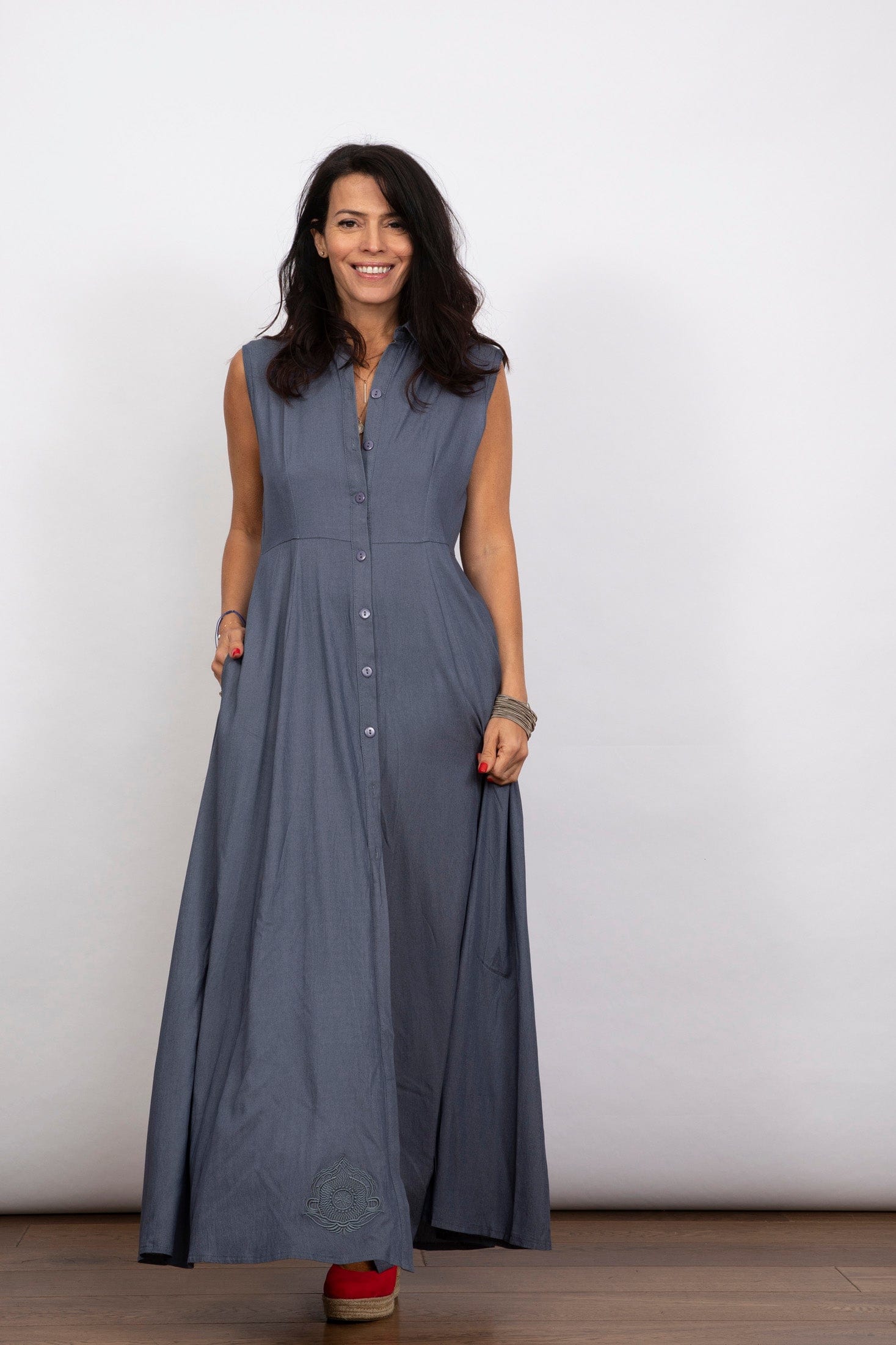 LIMA שמלה מקסי כפתורים image 2