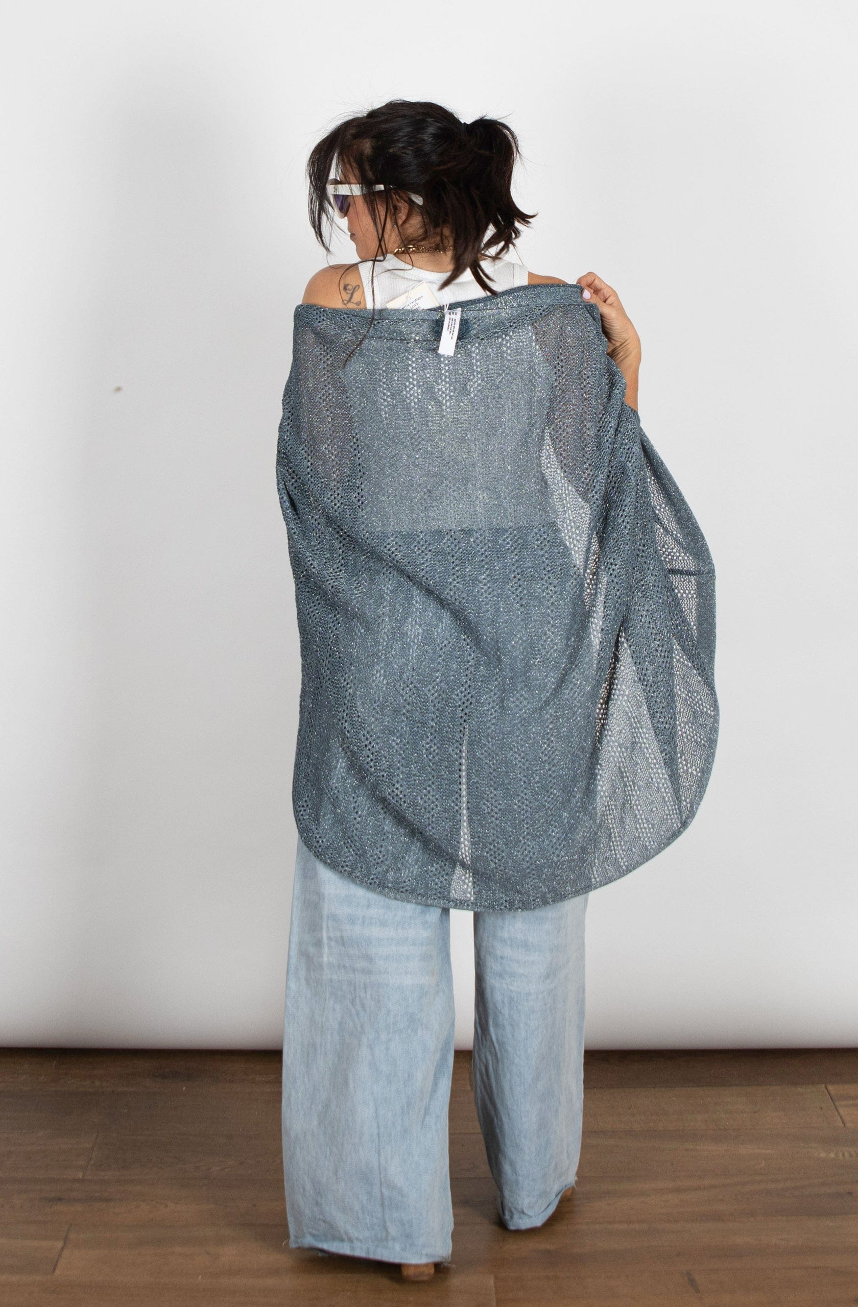 LIAM  עליונית סריג חורים כחול כסוף image 6