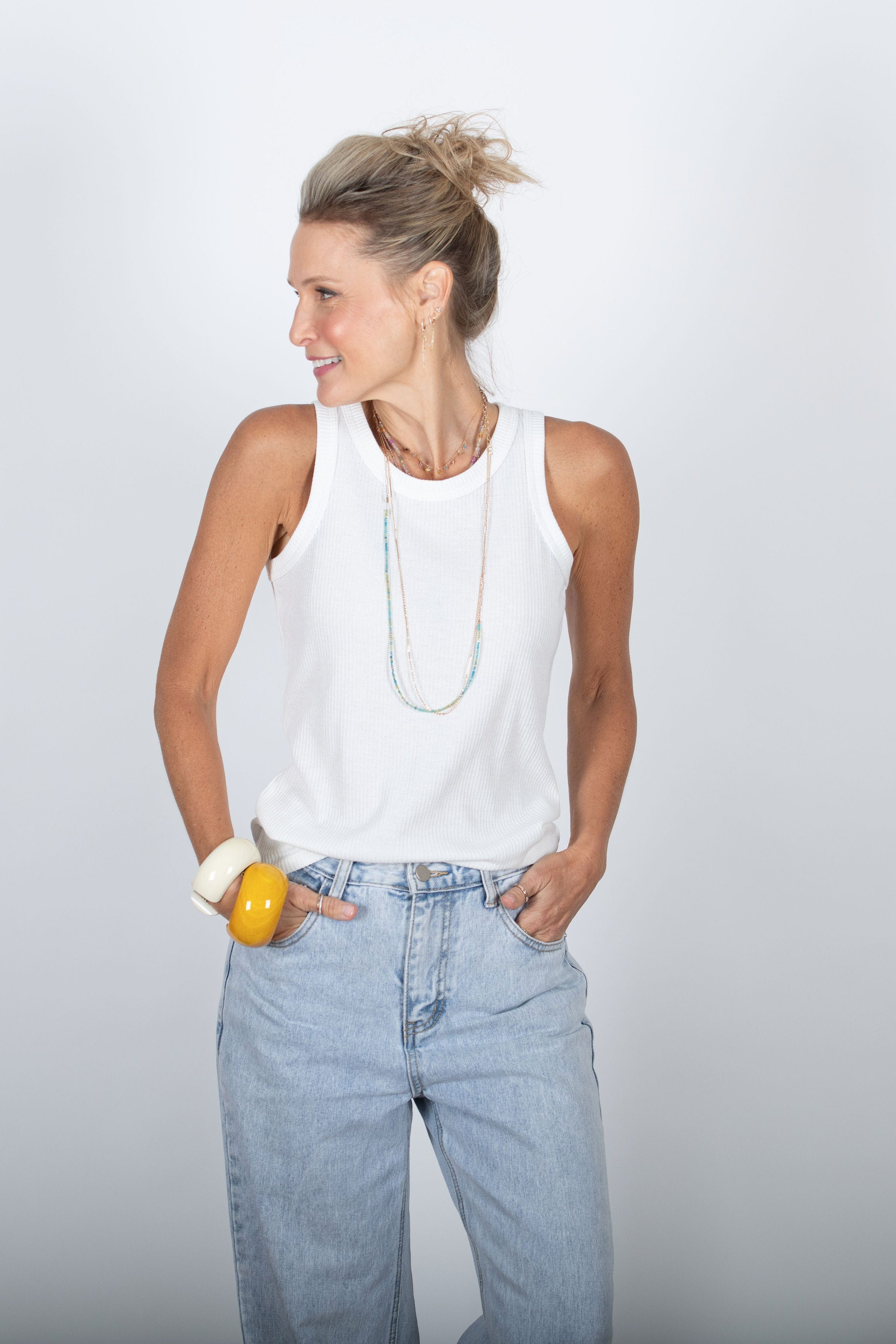 ROIE גופיית סבא לבנה וופל image 2