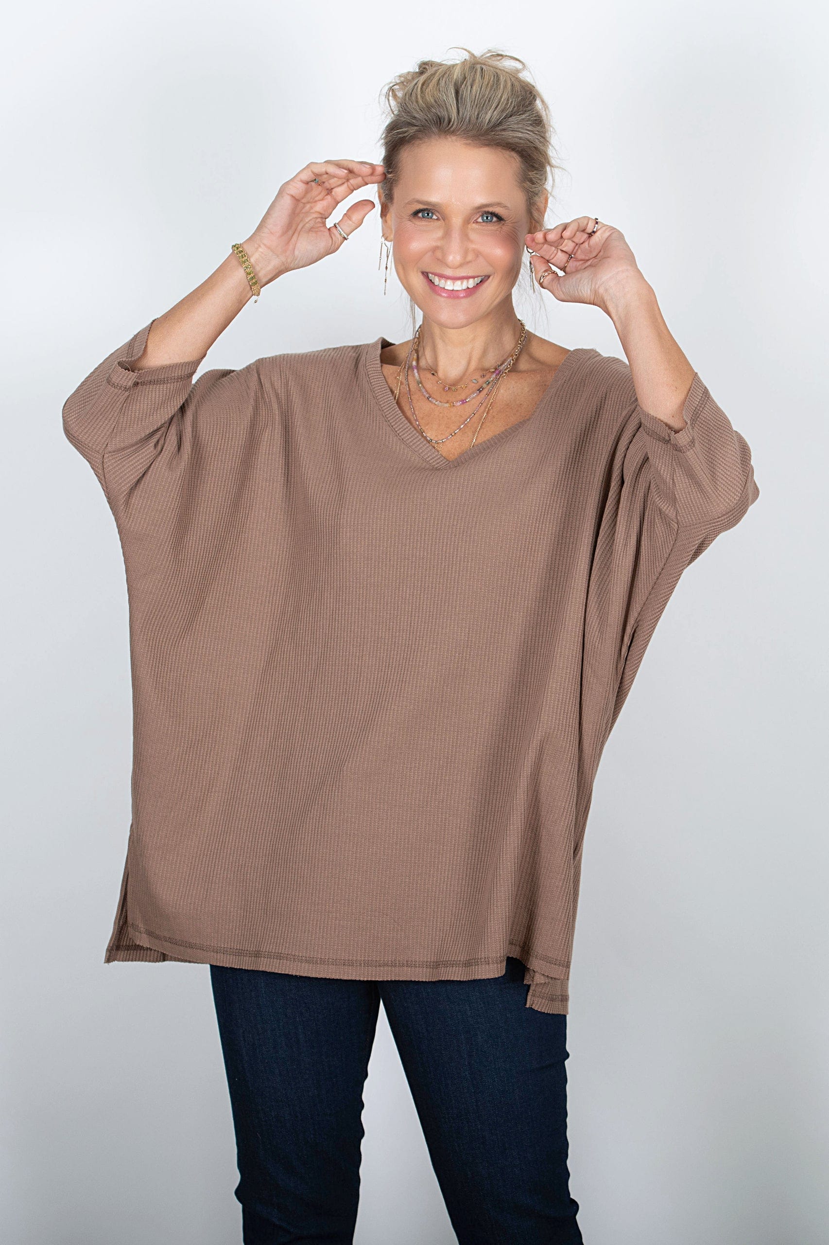 BABL חולצת אוברסייז קאמל וופל image 1