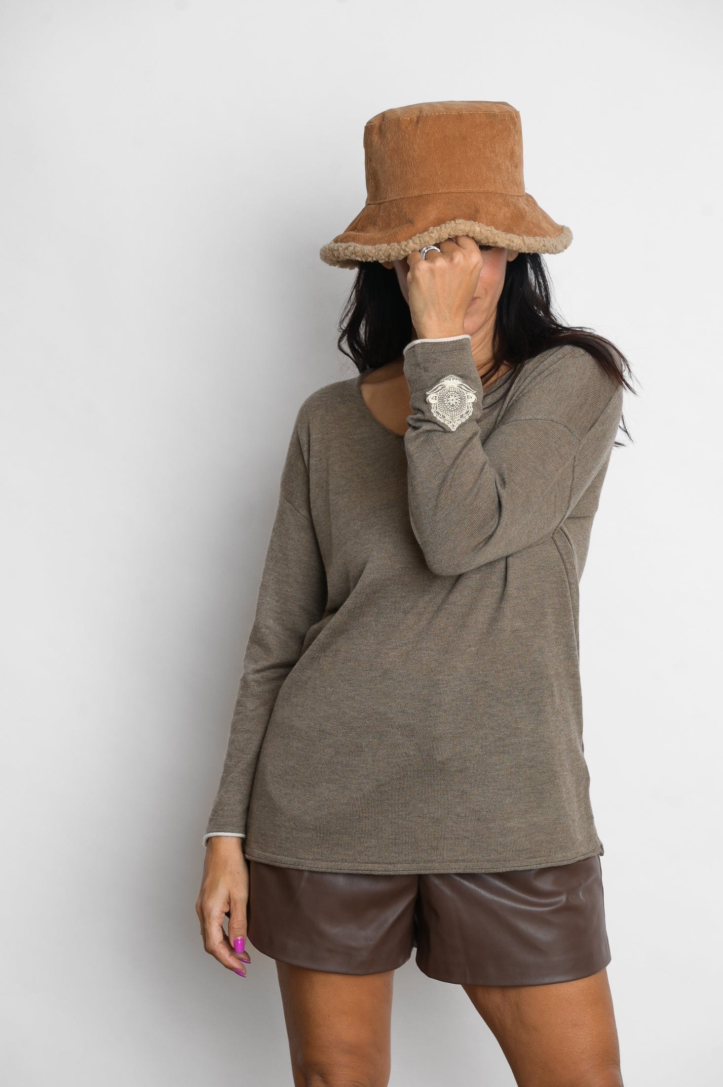 TILOS סריג כפתורים חום image 7