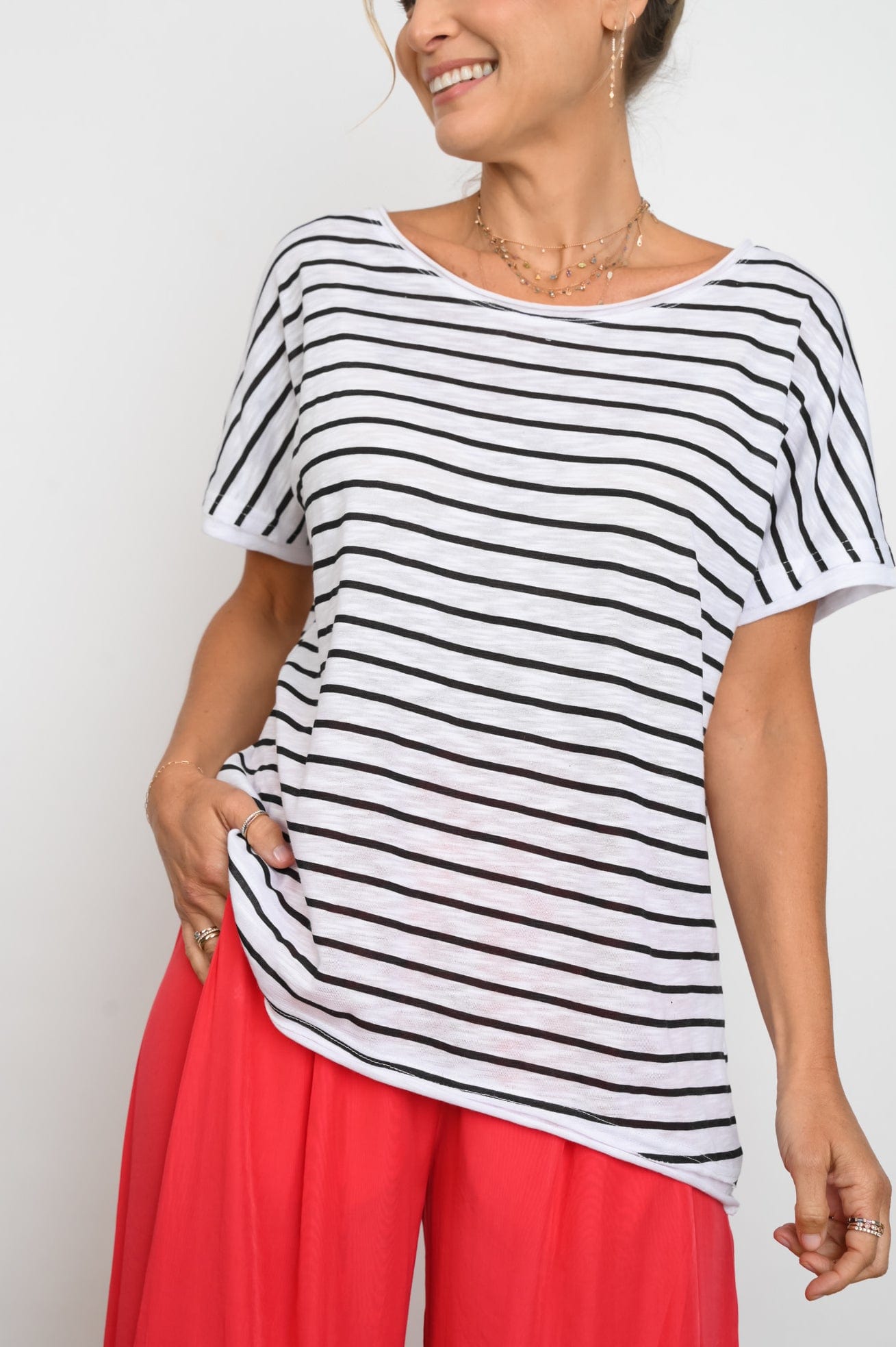 TRIP  חולצה לבנה פסים בשחור image 1