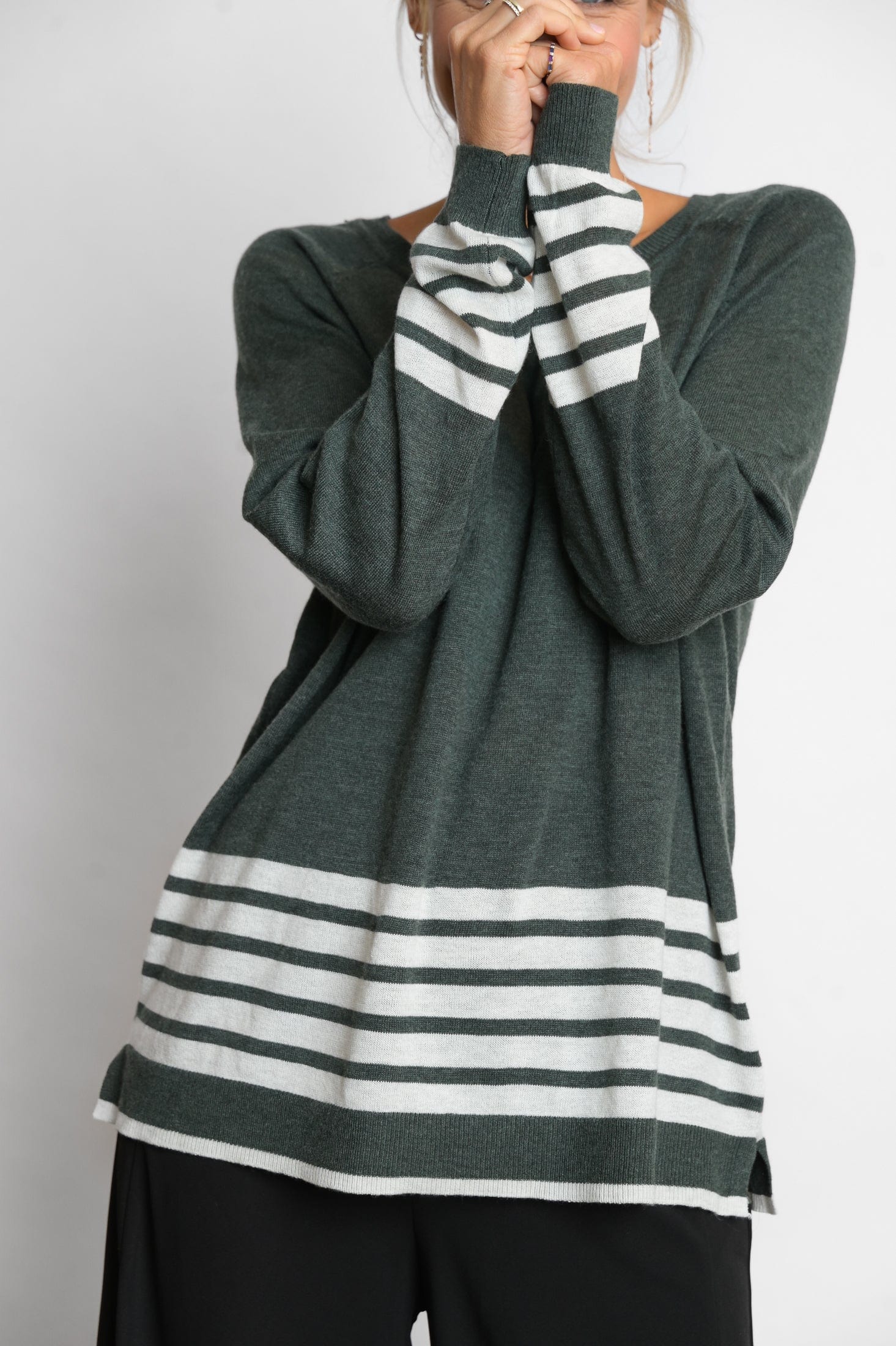 ARKI סריג פסים ירוק לבן image 6