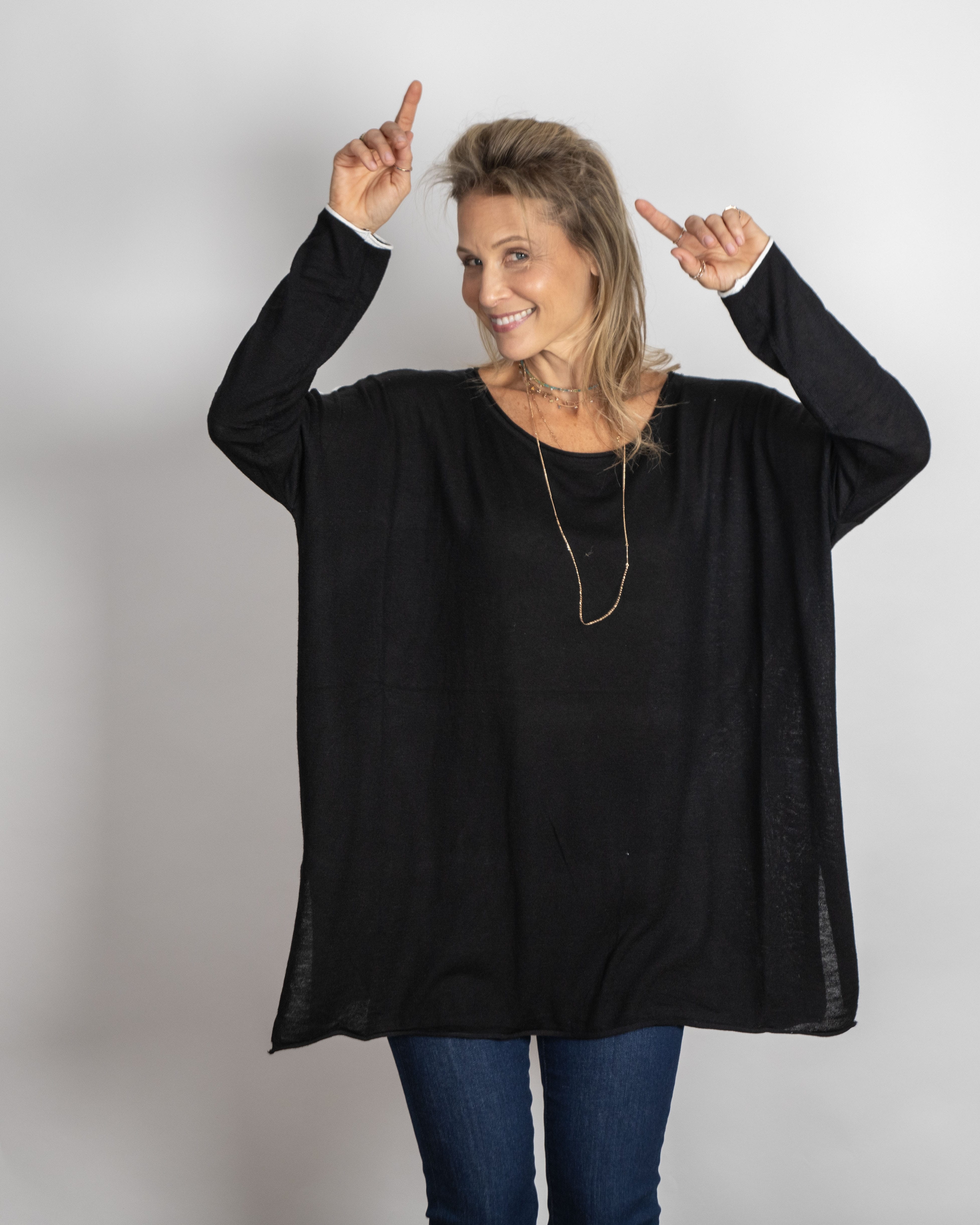 WIHTNEY סריג שחור אוברסייז image 7